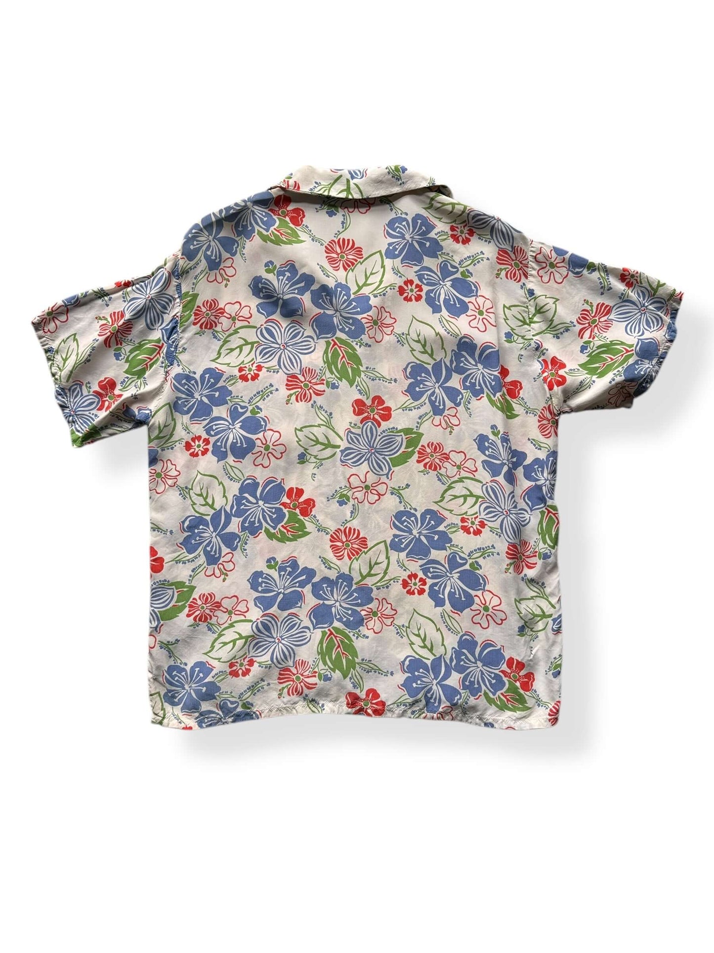 Back of Vintage No Label White Floral Aloha SZ L AS IS