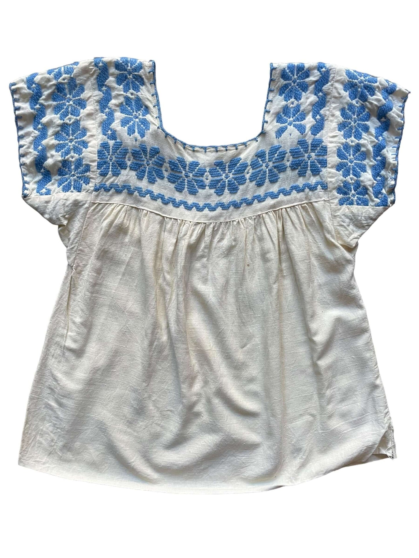 Full front view of Vintage Embroidered Peasant Top M