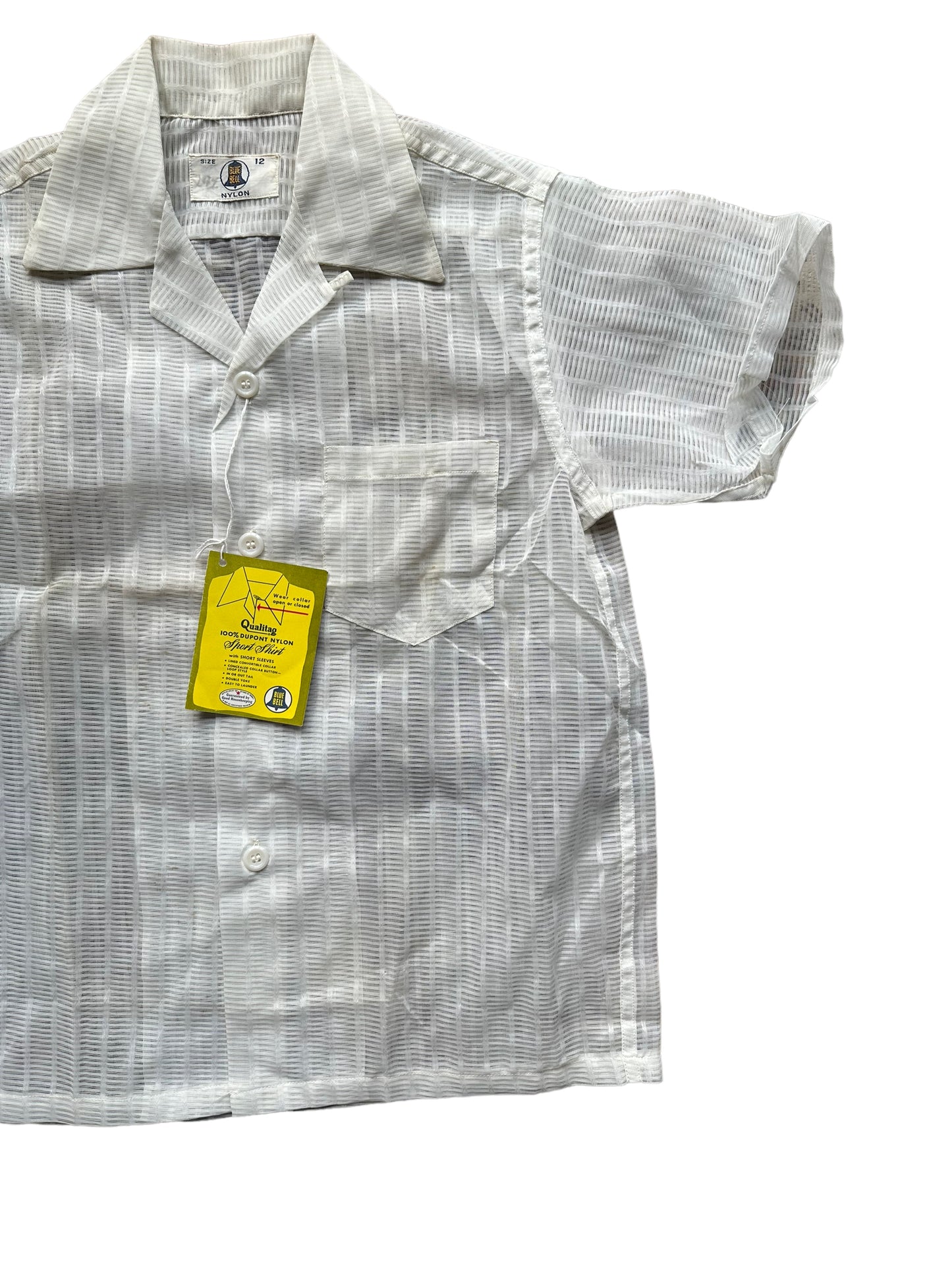 Front Left View of Vintage Deadstock Blue Bell Nylon Loop Collar Shirt SZ 12 | Vintage Loop Collar Shirt Seattle | Barn Owl Vintage Seattle