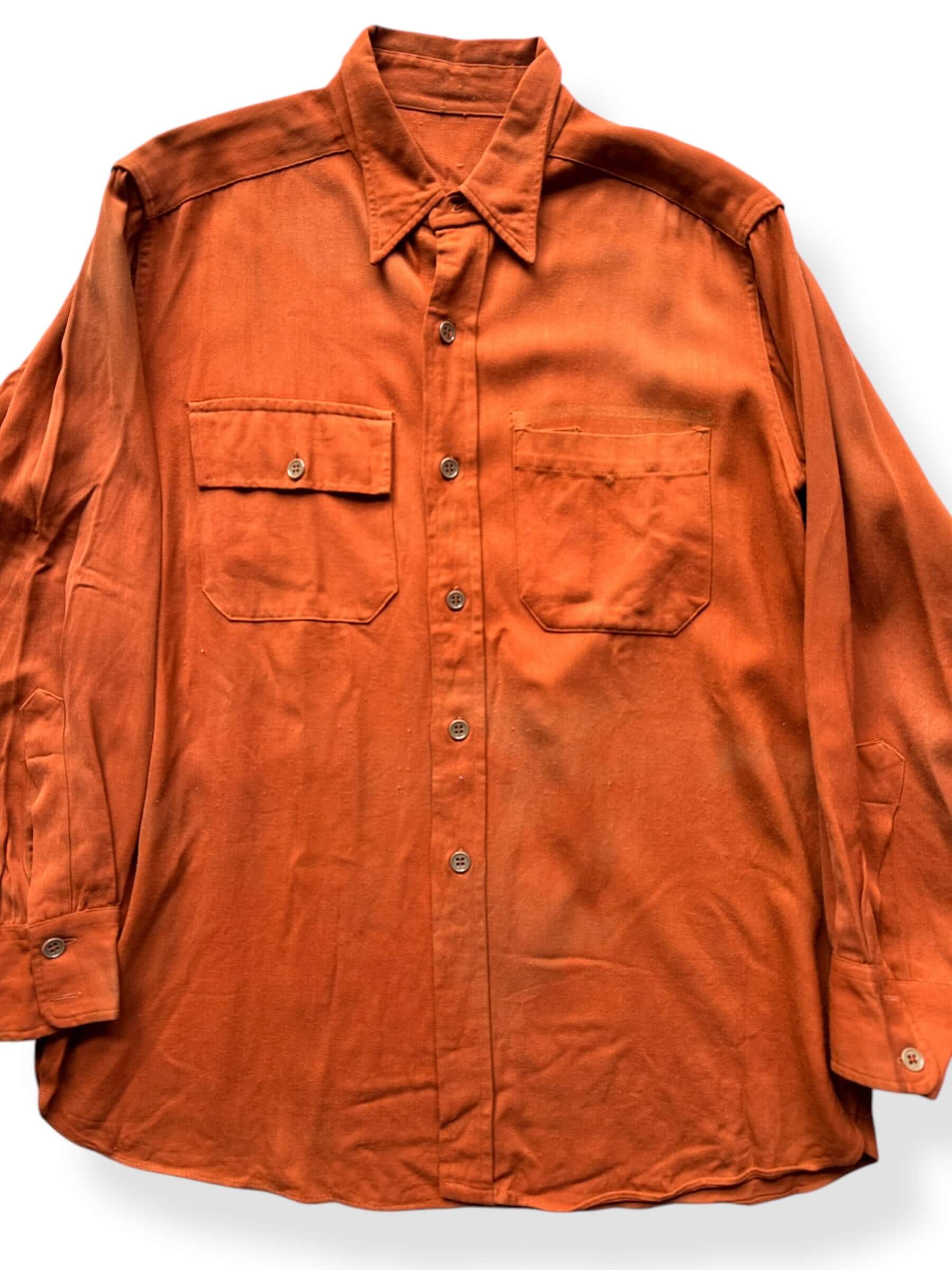 Front Close Up of Orange Gabardine Shirt AS IS SZ L
