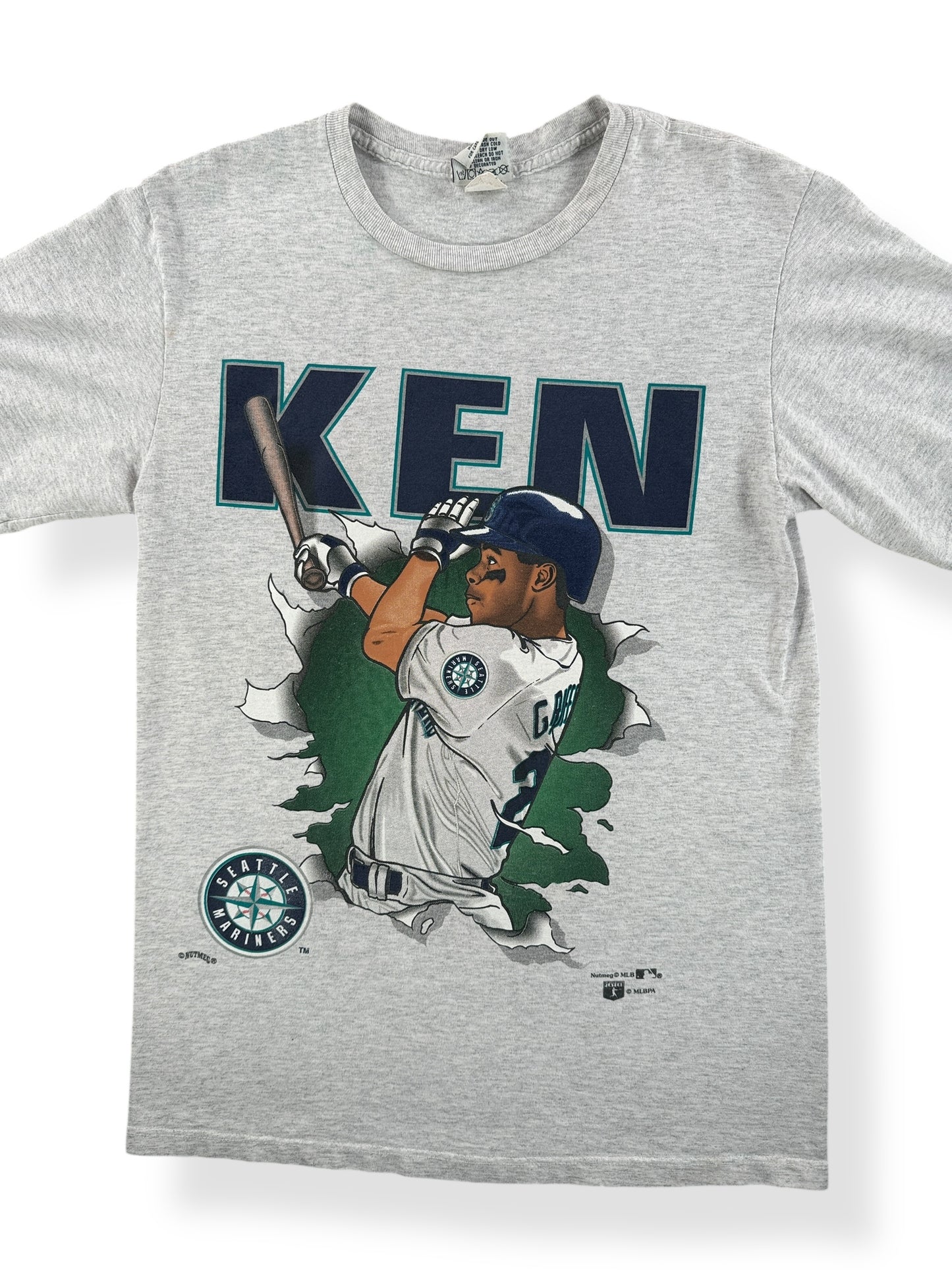 Front Close Up of Vintage Nutmeg Ken Griffey Jr 2-Sided Tee SZ M