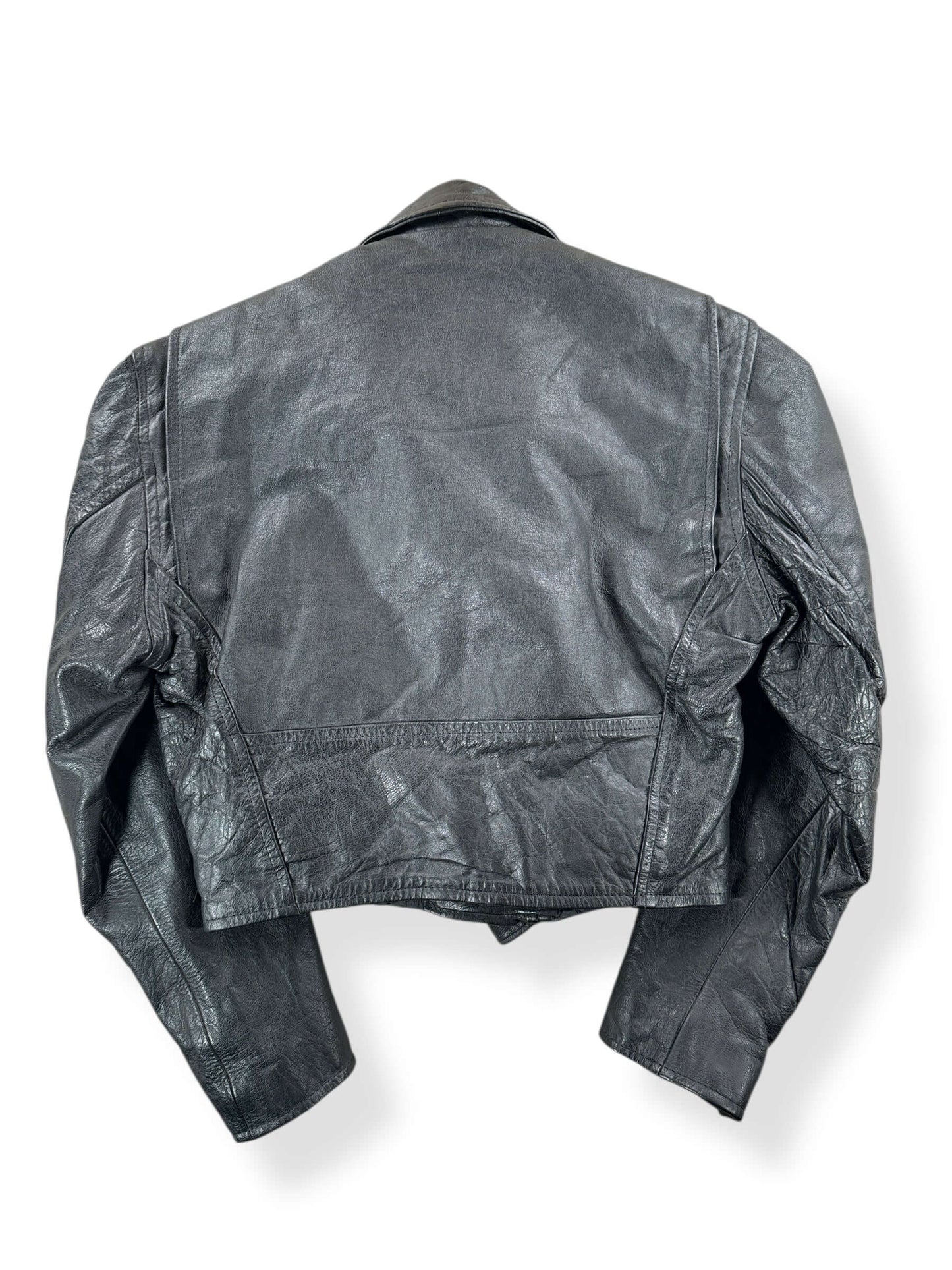 Back of Vintage Womens 1980s First Leather Motorcycle Jacket SZ S