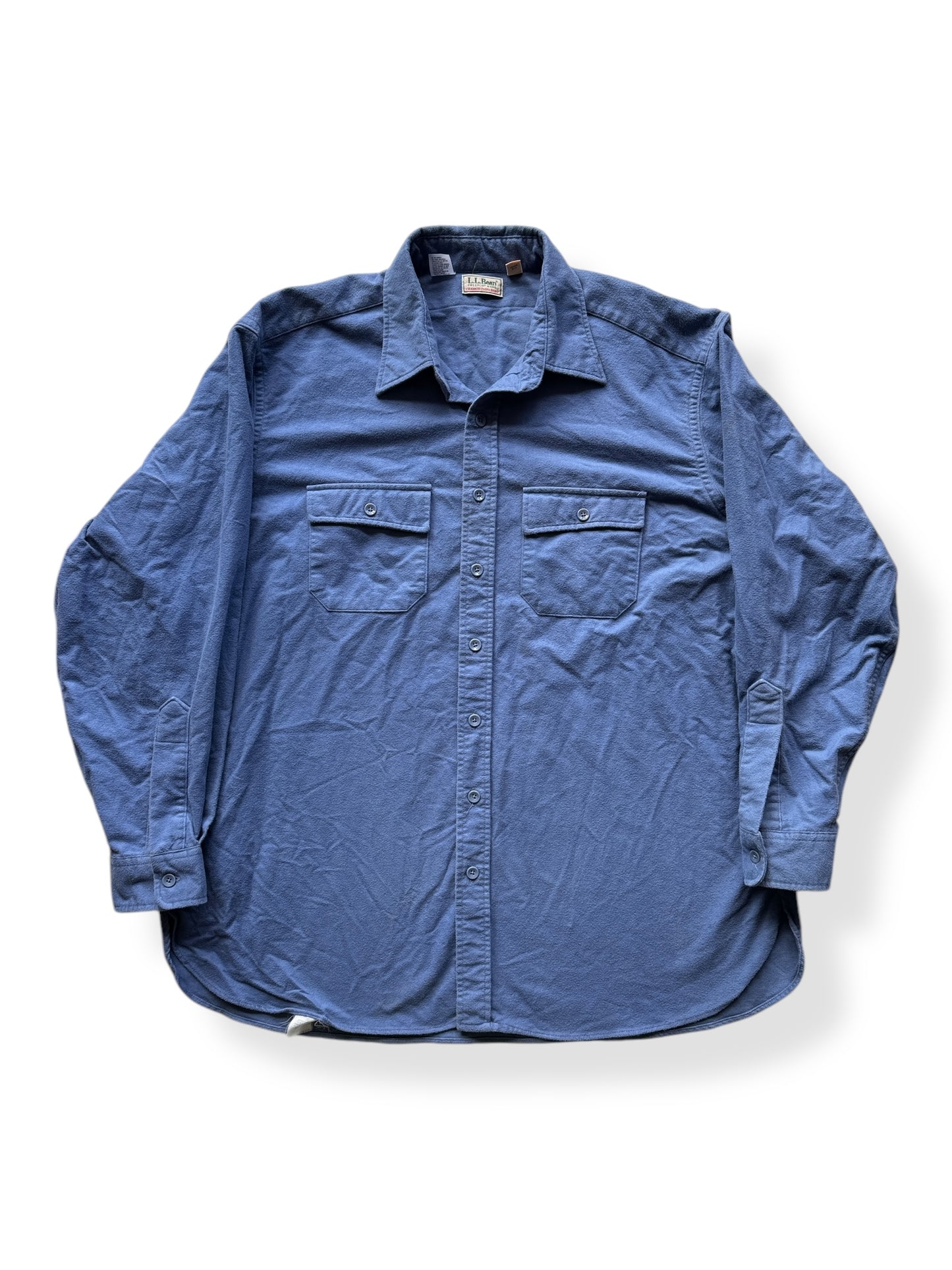 Front of Vintage Blue LL Bean Chamois Cloth Shirt SZ XXL Tall