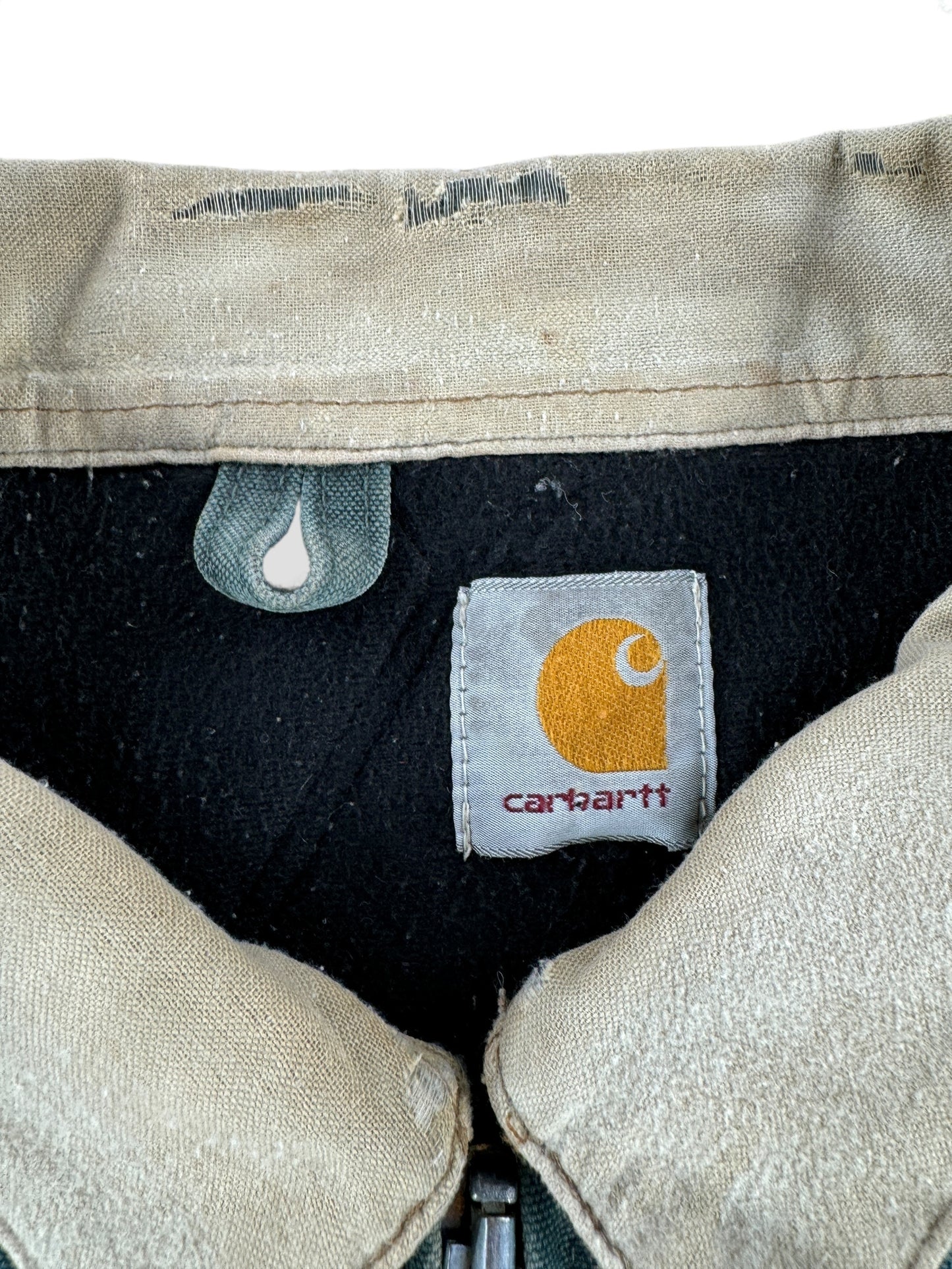 Tag on Vintage 90s Era Carhartt Santa Fe Hunter Green Jacket SZ XL