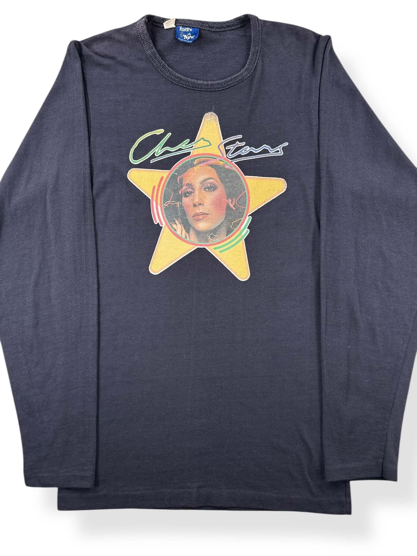 Front Close Up of Vintage 70s Cher LS Tee SZ XS