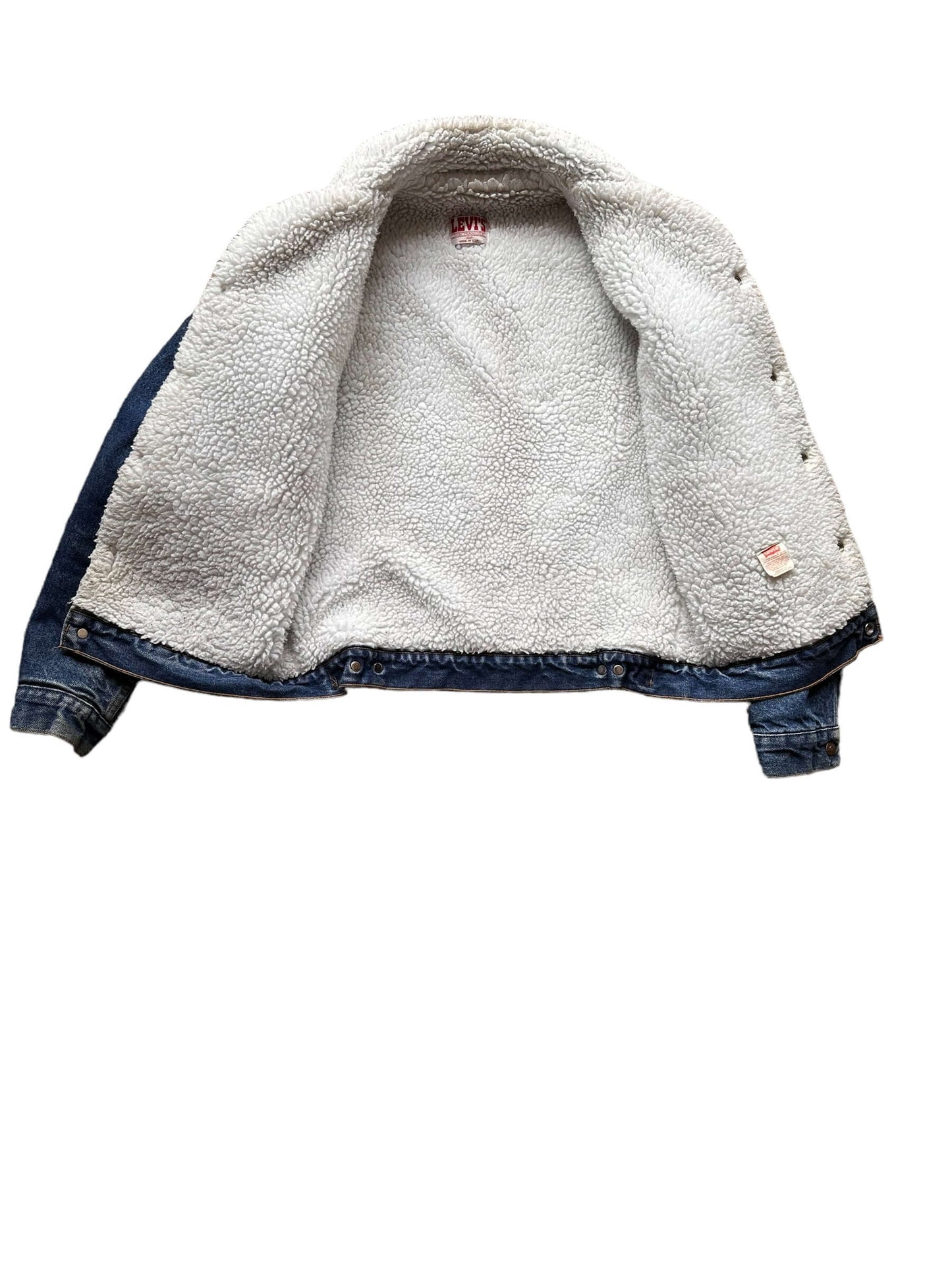 Liner View of Vintage USA Made Levis Sherpa Type III Denim Jacket SZ 38R | Vintage Denim Workwear Seattle
