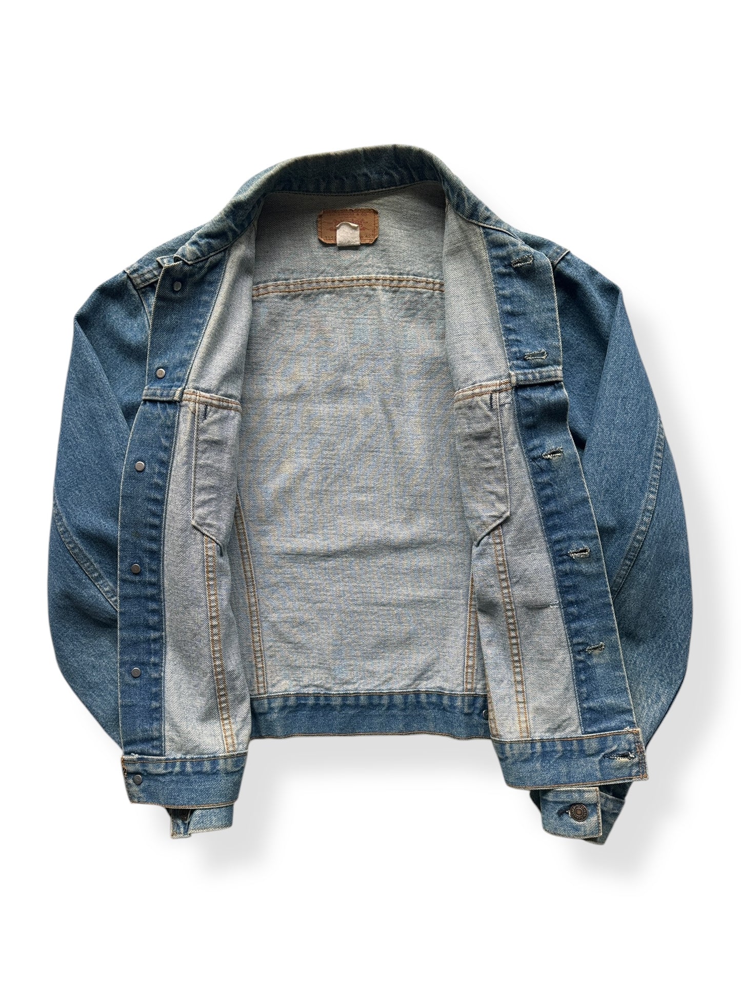 Inside of Vintage Made in USA Levis Type III Denim Trucker Jacket SZ 42