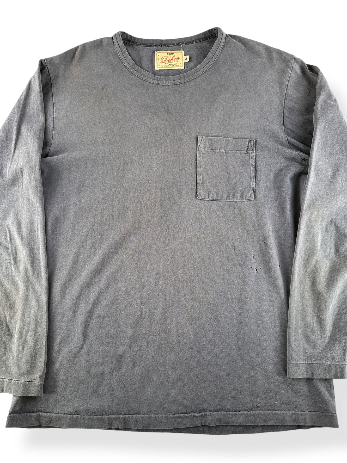 Front Close Up of Modern Dehen Blue Long Sleeve Tee SZ L