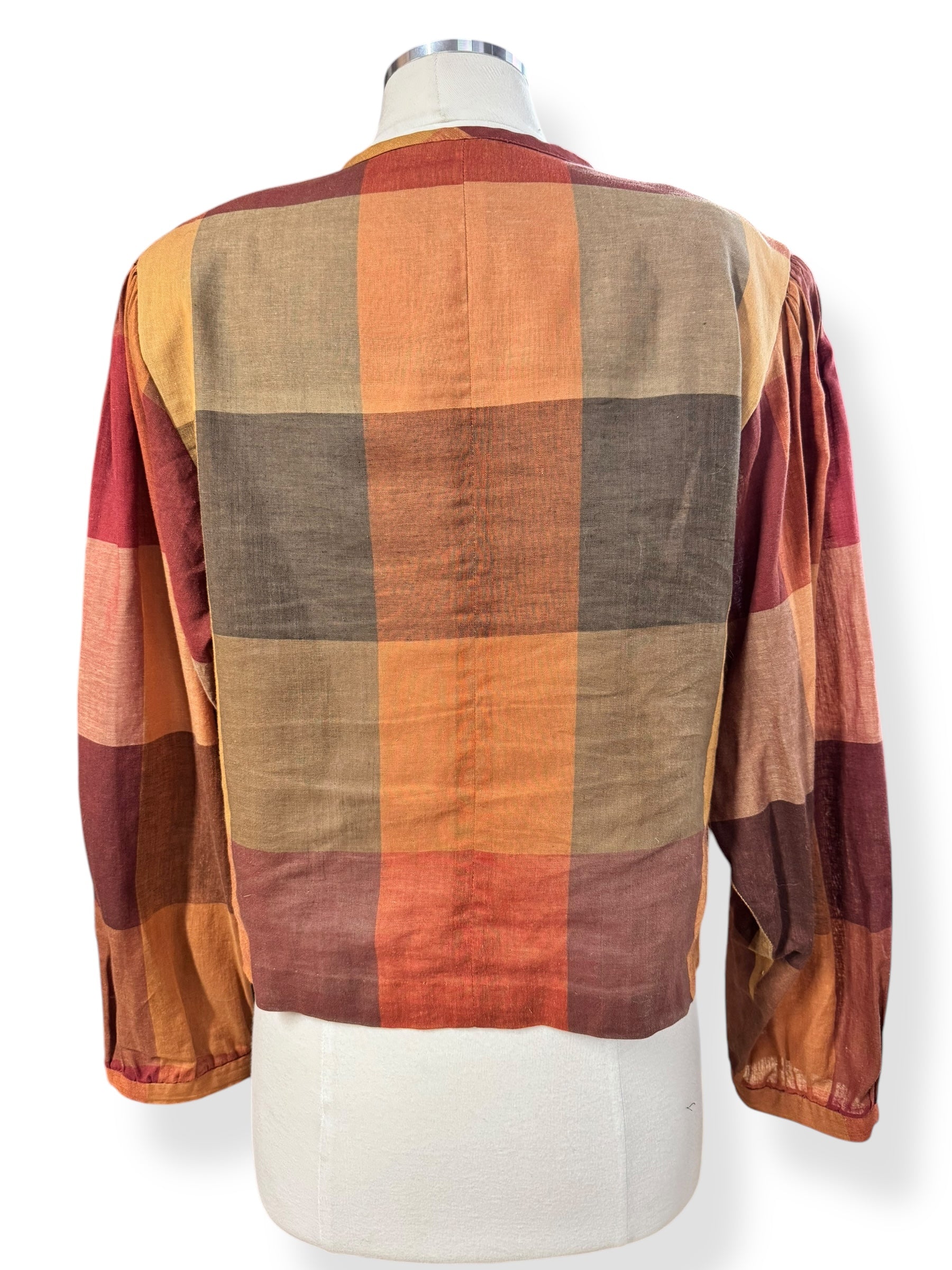 Back view of 1980s Liz Claiborne Plaid Button Up L