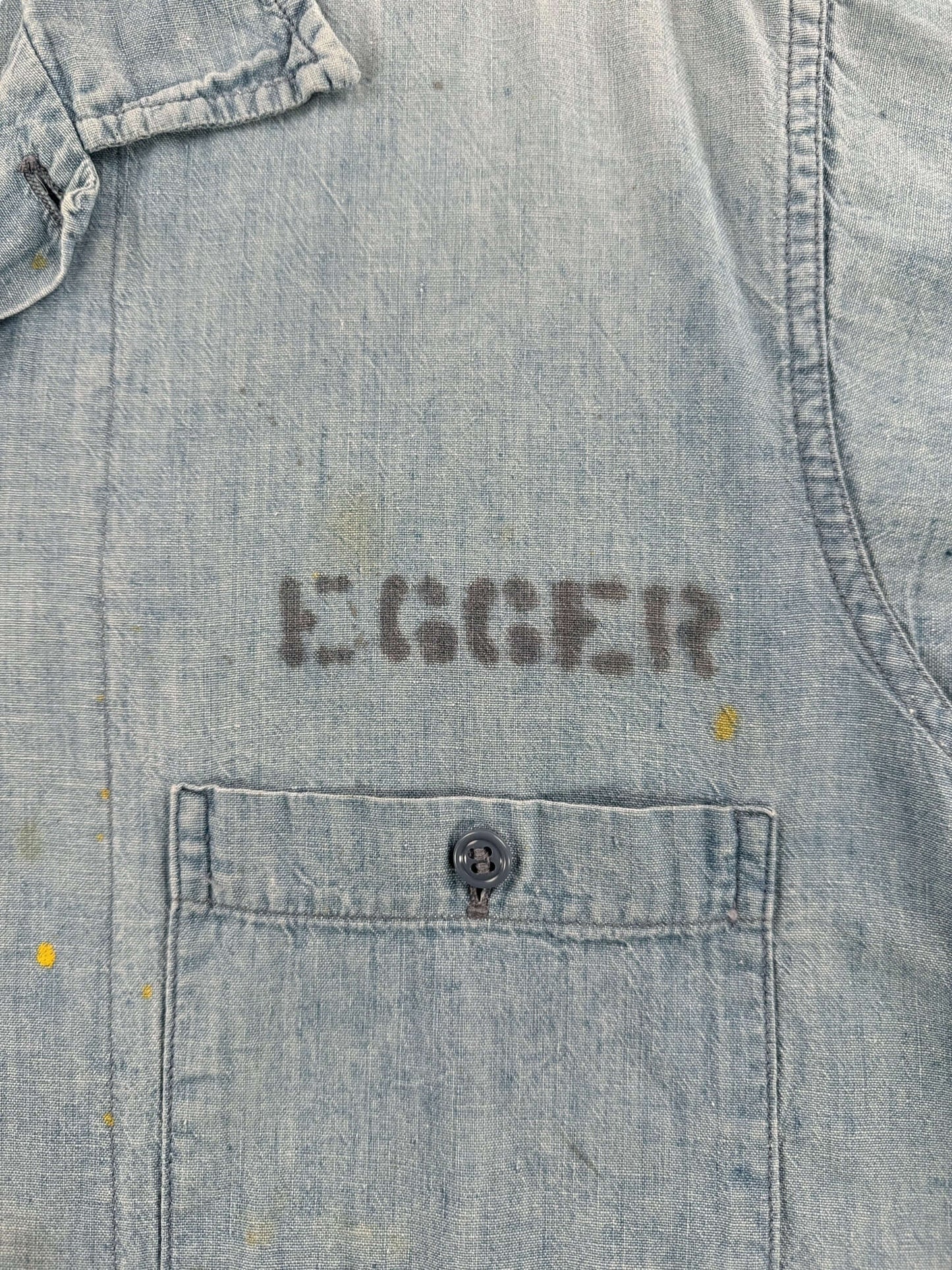 Stencil on Vintage Stenciled Military Chambray Shirt SZ L