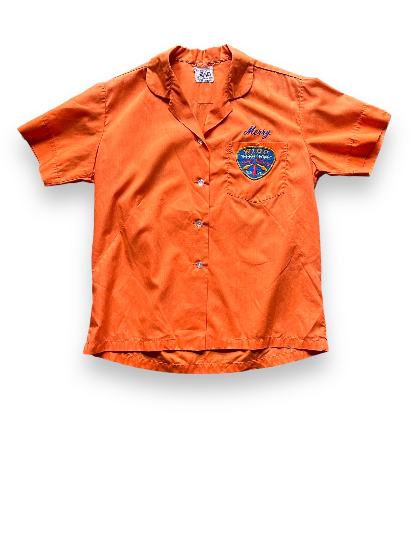 front of Vintage South Seas Aquatics Flocked Ladies Bowling Shirt SZ L | Vintage Bowling Shirt Seattle | Barn Owl Vintage Seattle