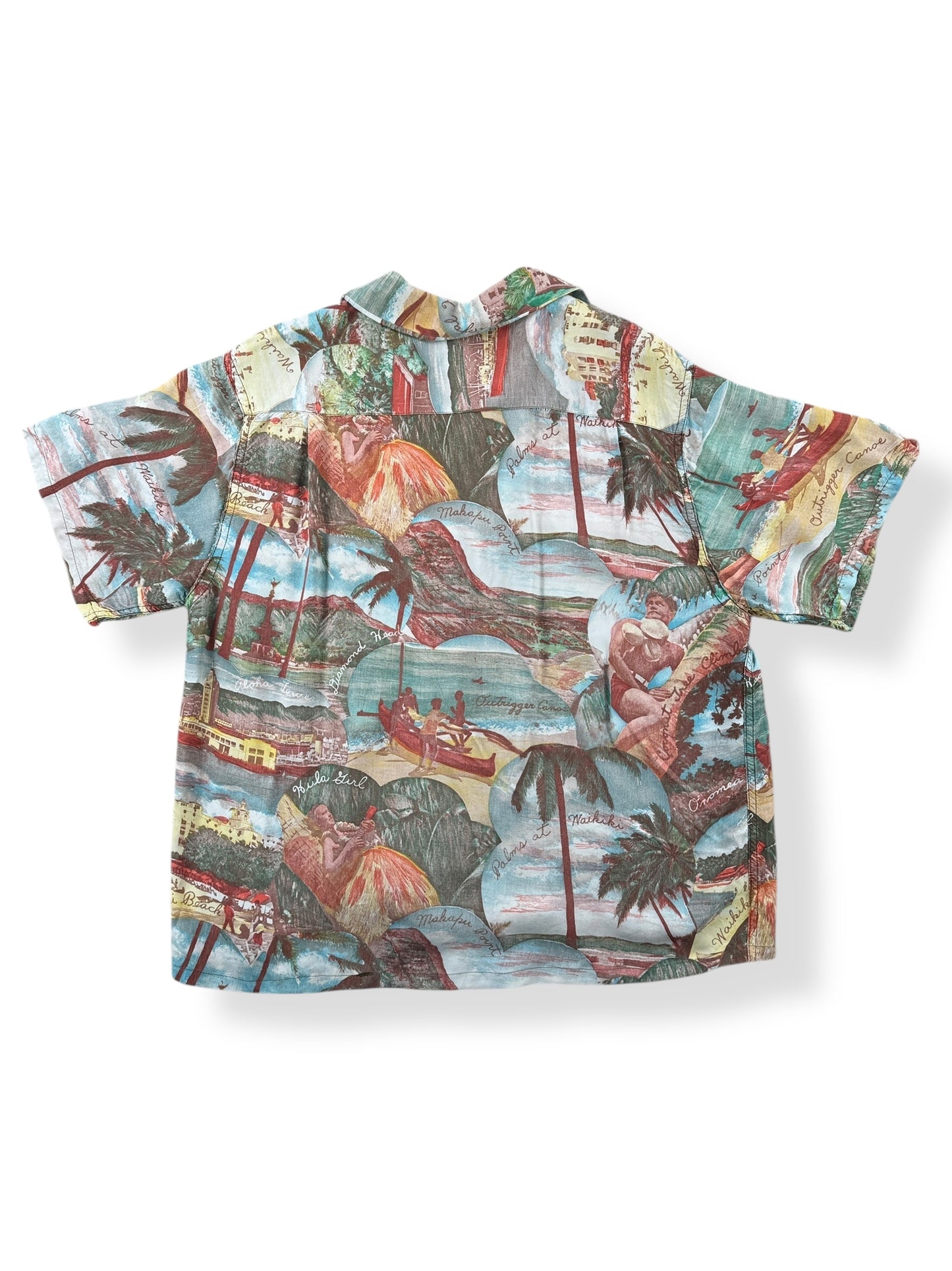 Back of Vintage Campus Photo Aloha Shirt SZ M