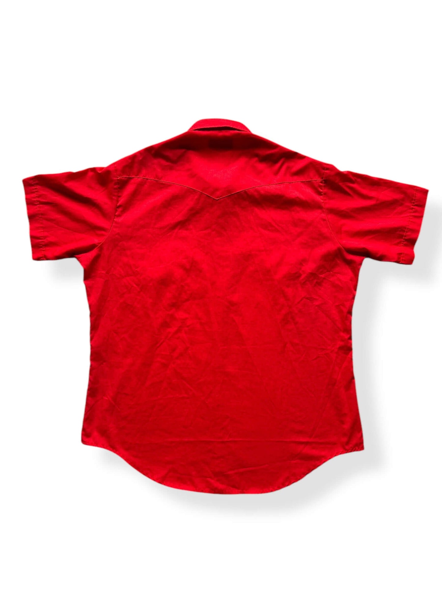 Back of Vintage Shortsleeve Red Roebucks Pearlsnap SZ XXL