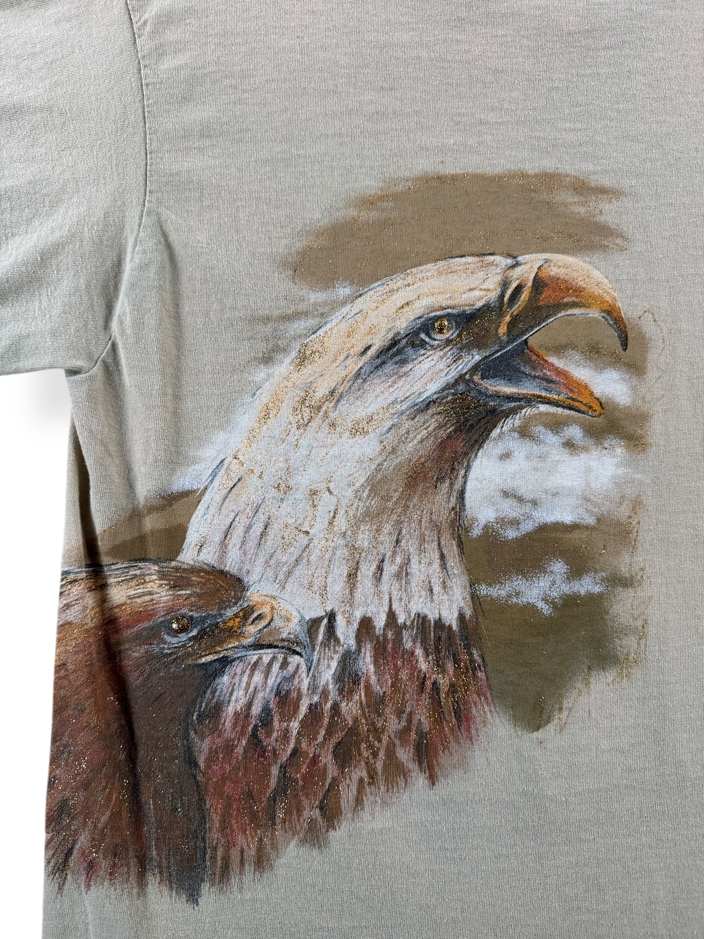 Graphic on Vintage Glitter Print Eagle Tee SZ L (fits M)