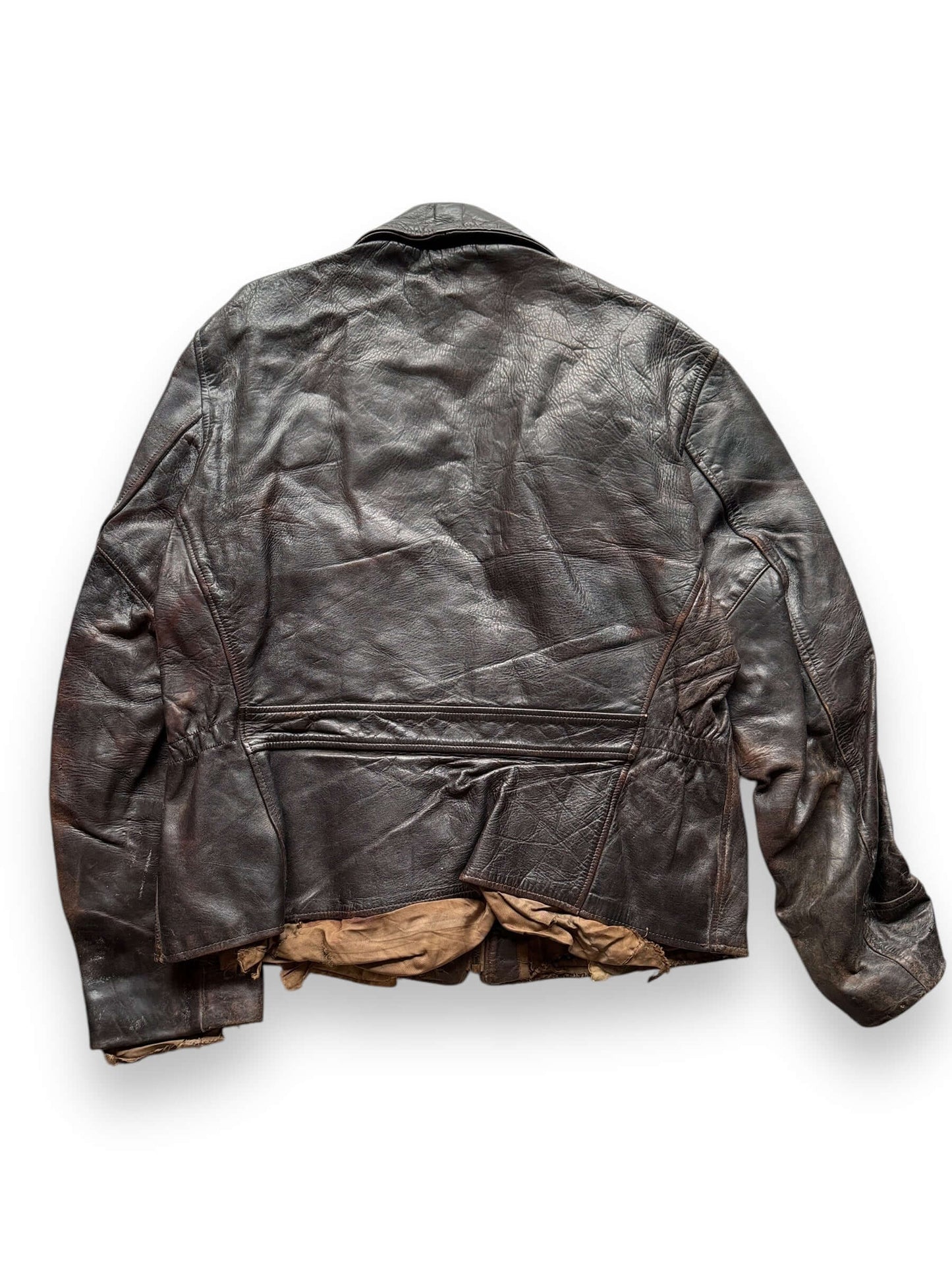 back of Vintage Thrashed Sportclad Genuine Horsehide Leather Jacket SZ L