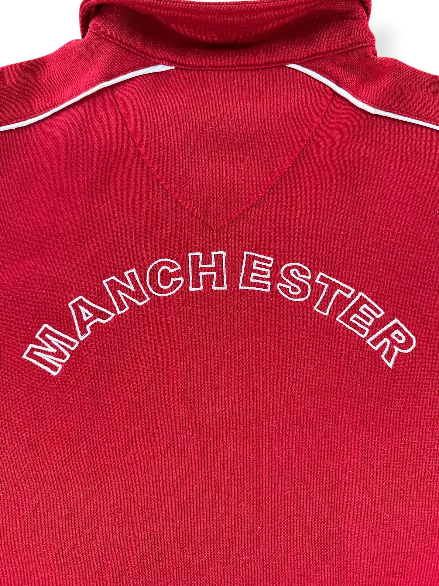 Back Embroidery on Vintage Man U Quarter Zip Crewneck SZ L