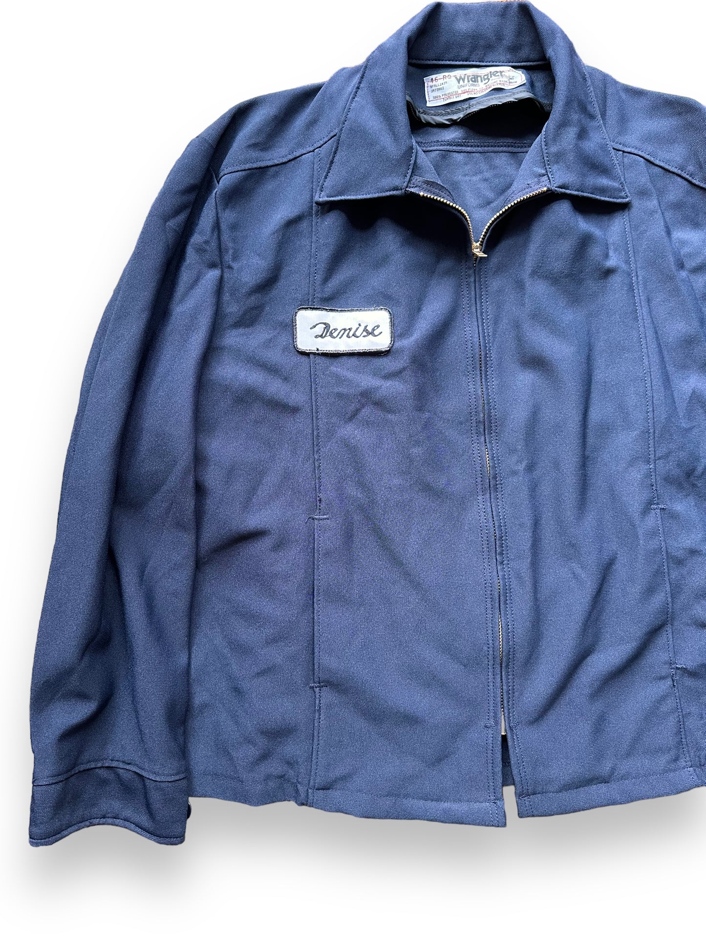 Front Right Side View of Vintage Wrangler Gas Station Jacket SZ 46 | Vintage Workwear Jacket Seattle | Barn Owl Vintage Goods