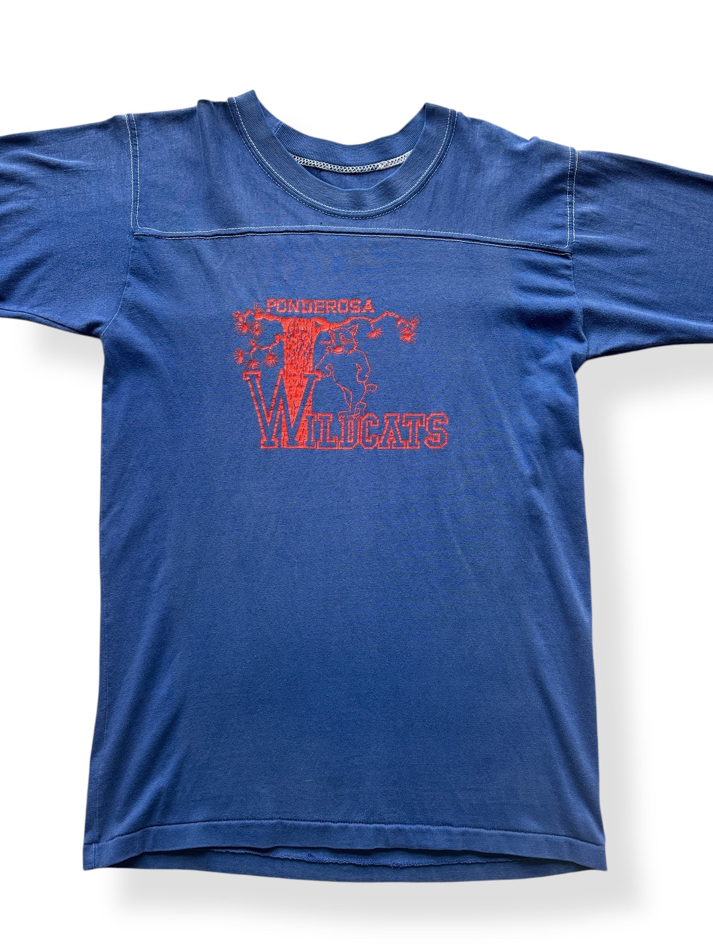 Front Close Up of Vintage Ponderosa Wildcats Jersey Tee SZ M
