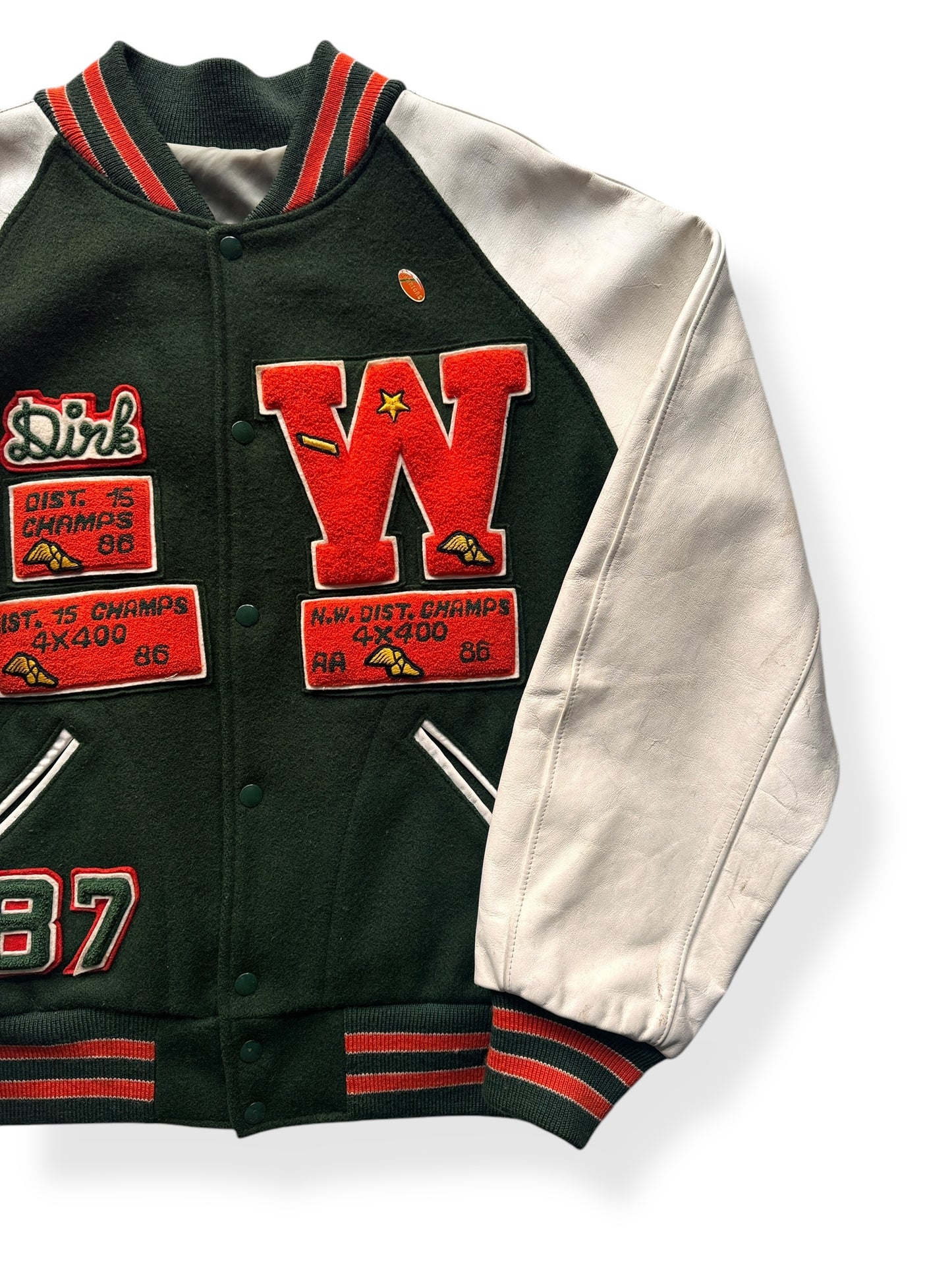 Front Left of Vintage 1987 Woodway Varsity Jacket SZ XL