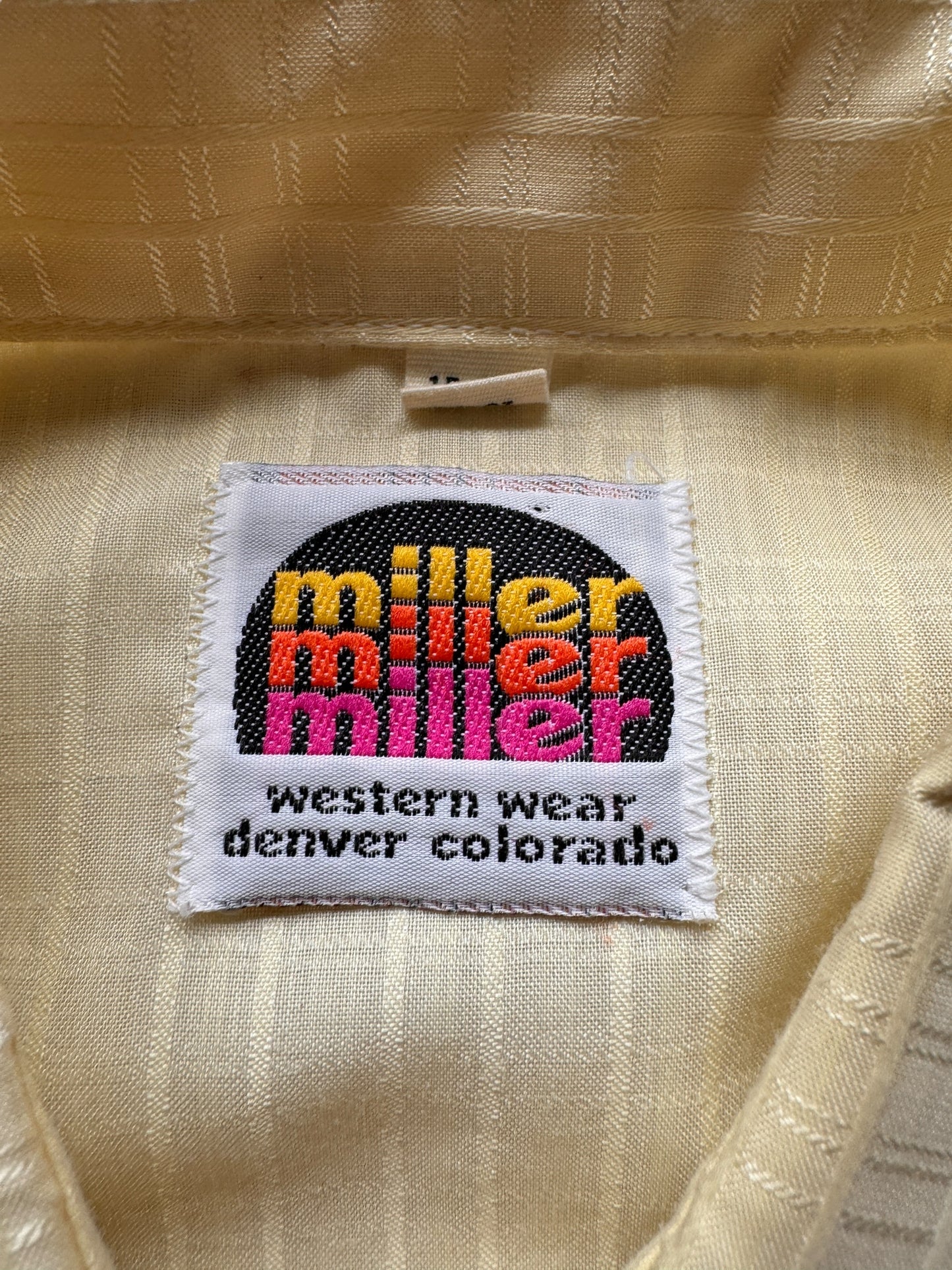 Tag on Vintage Miller Western Wear Pearl Snap SZ L