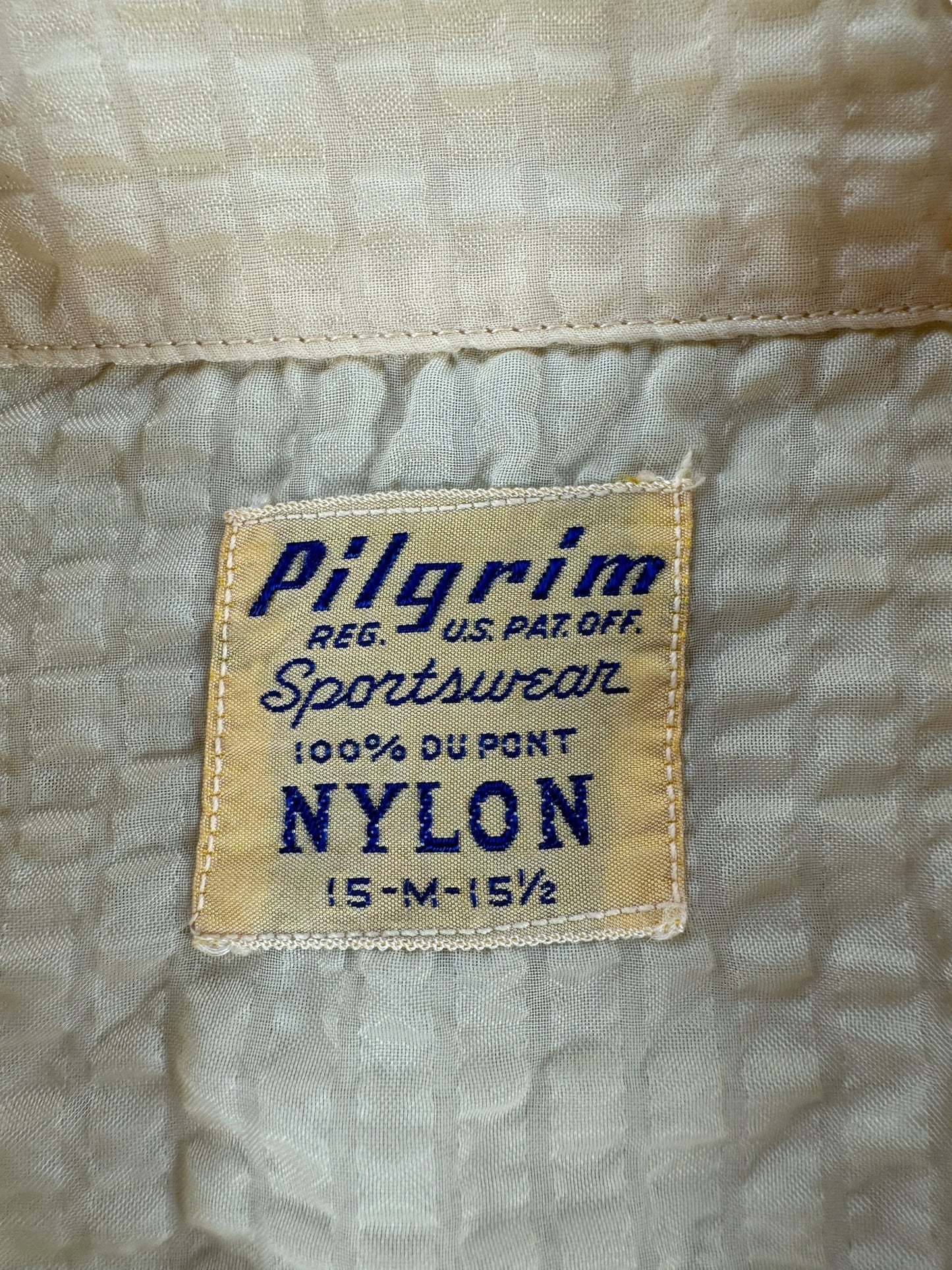 Tag on Vintage Pilgrim Crepe Nylon Loop Collar Shirt SZ M