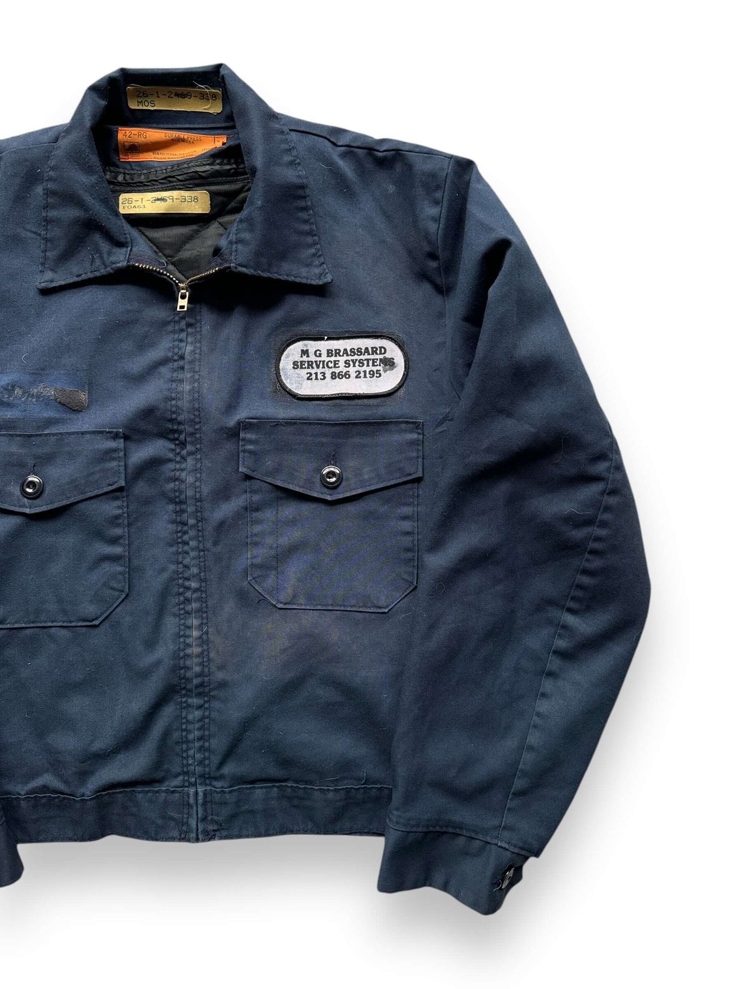 front left of Vintage MG Brassard Quilted Lined Gas Station Jacket SZ 42 RG
