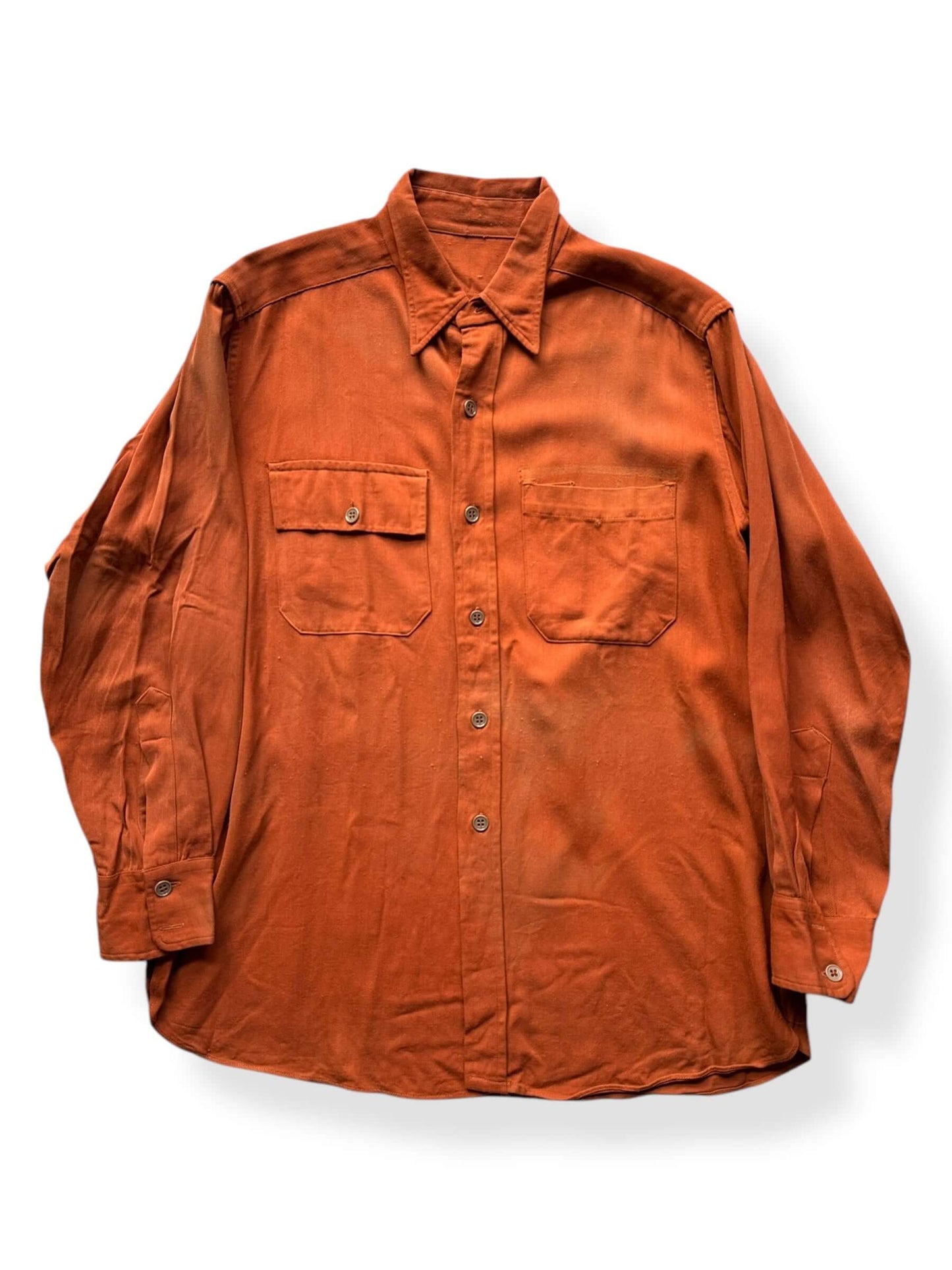 Front of Orange Gabardine Shirt AS IS SZ L