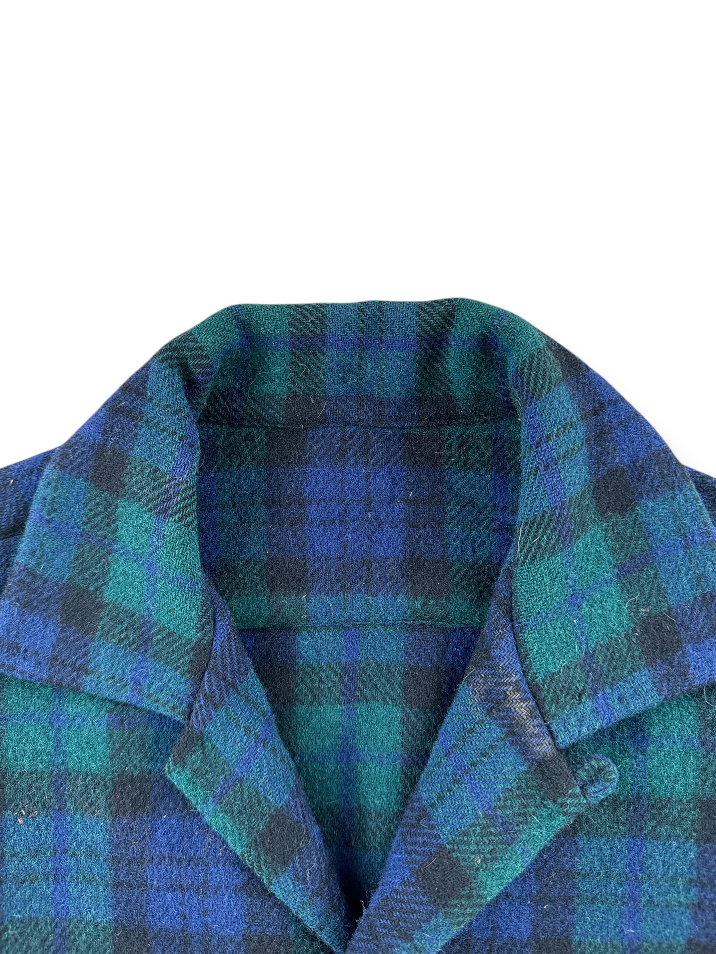 No Tag on Vintage Green & Blue Handmade Wool Blend Flannel SZ M AS IS
