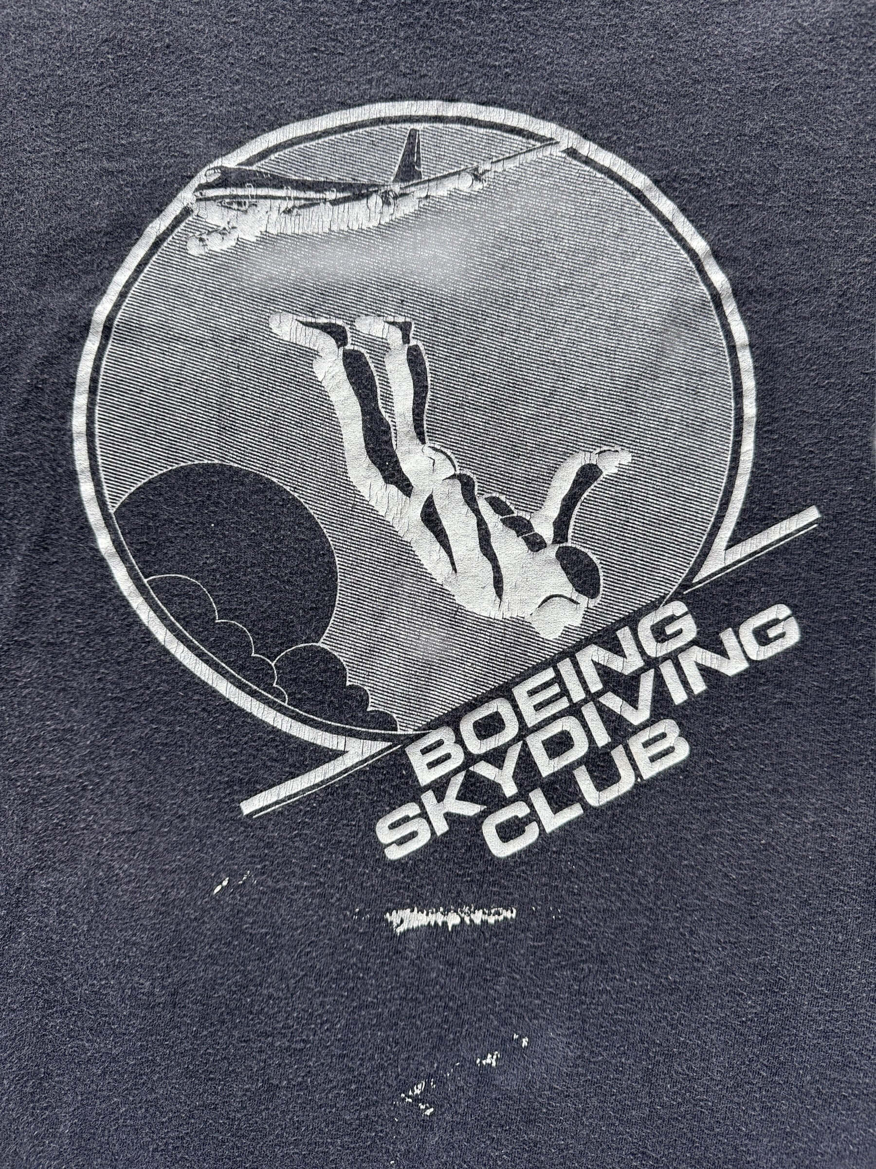 Front Graphic of Vintage Boeing Skydiving Club Tee SZ M