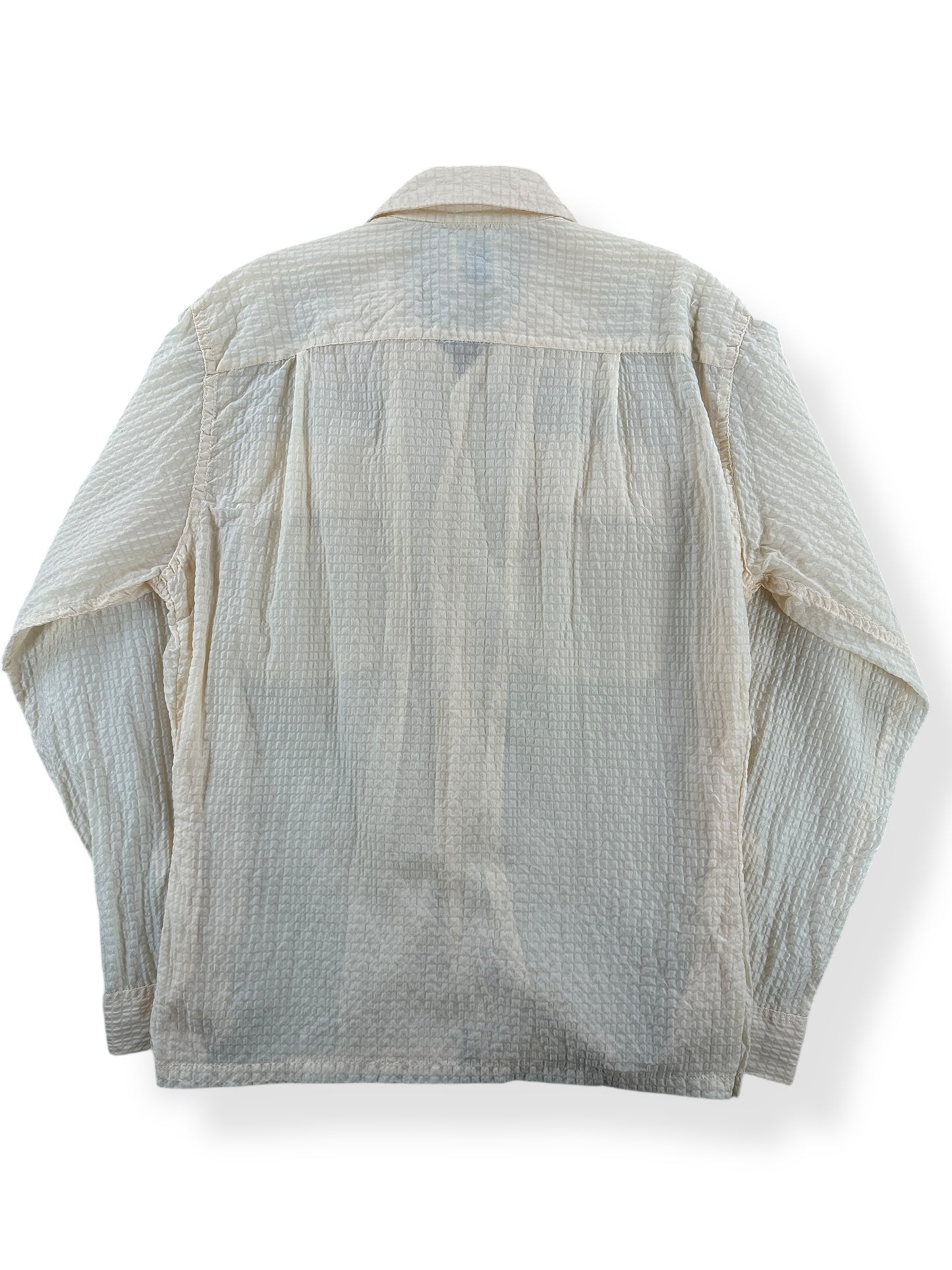 Back of Vintage Pilgrim Crepe Nylon Loop Collar Shirt SZ M