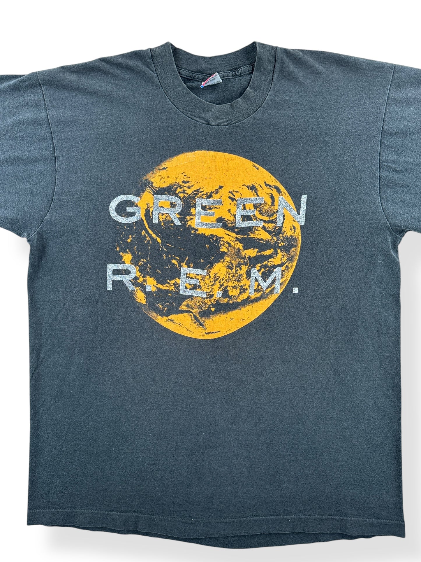 Front Close Up of Vintage R.E.M. Green You Are The Everything Tee SZ XL