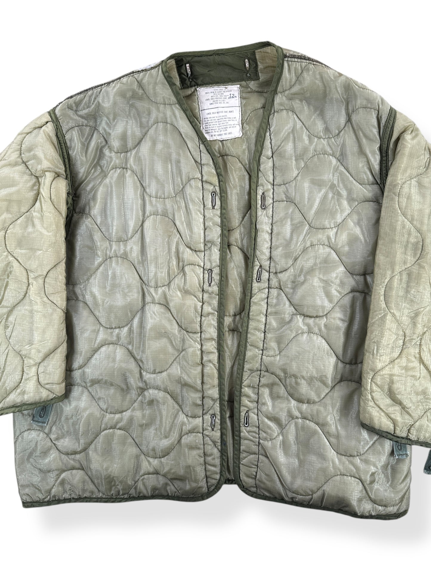 Front Close Up of Vintage Military Liner SZ XL