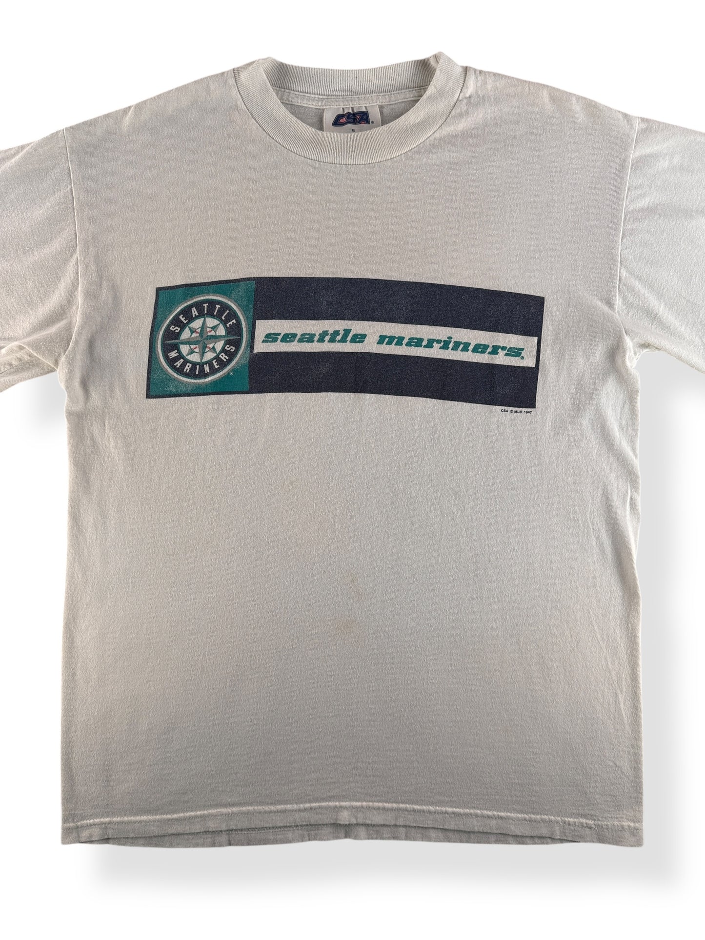 Front Close Up of Vintage '97 Mariners Tee SZ M