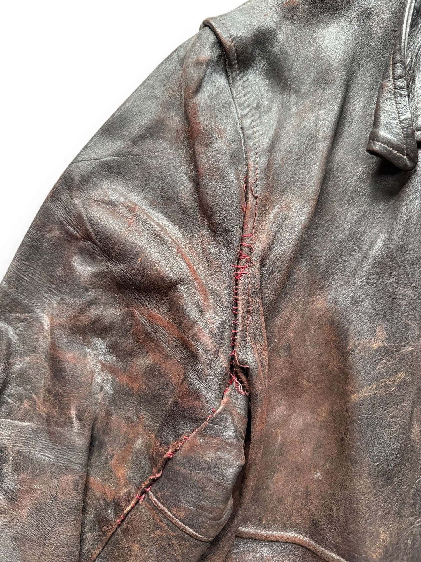 repair on Vintage Thrashed Sportclad Genuine Horsehide Leather Jacket SZ L