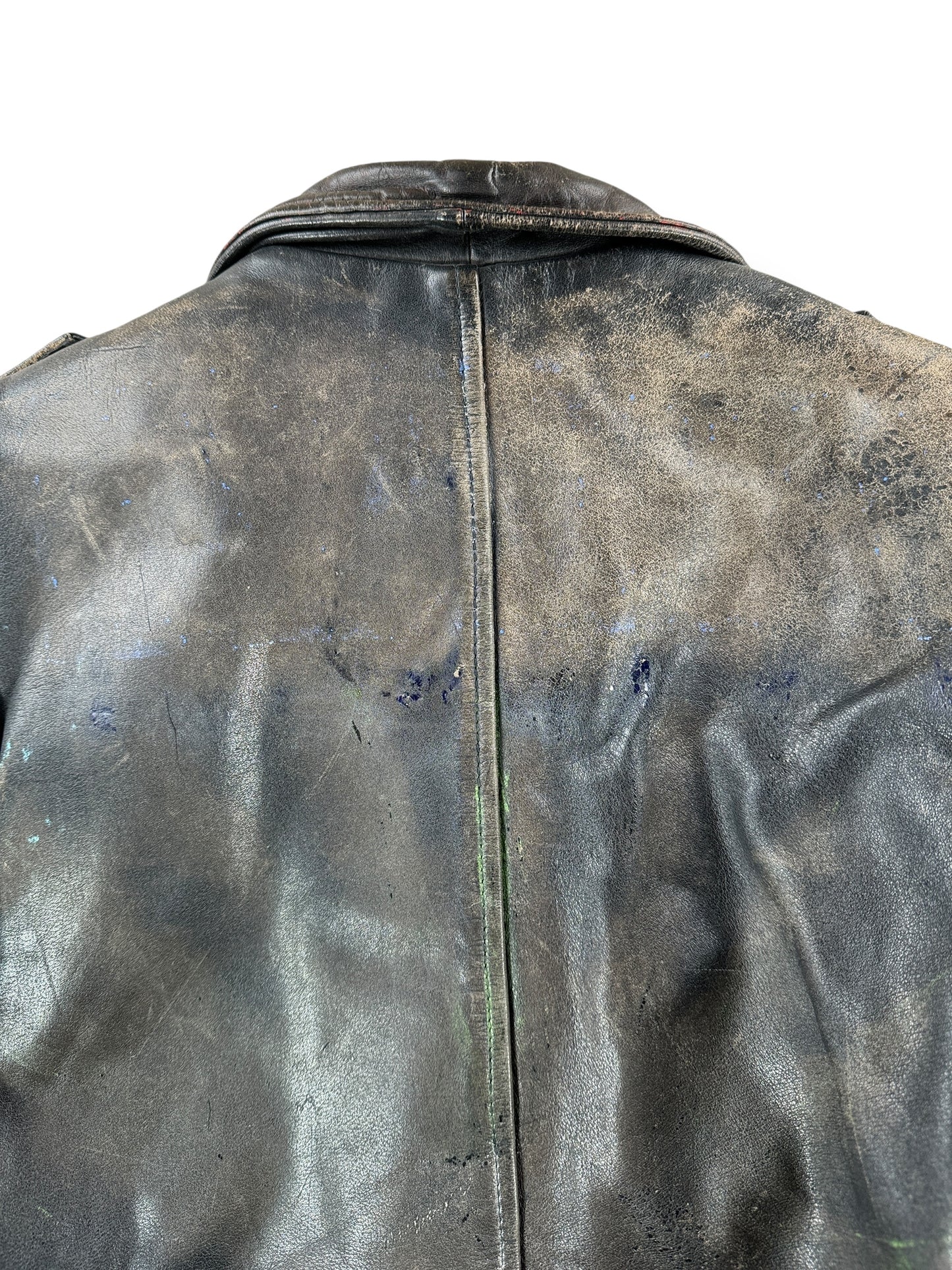 Wear on Back of Vintage Bermans Leather Jacket SZ M