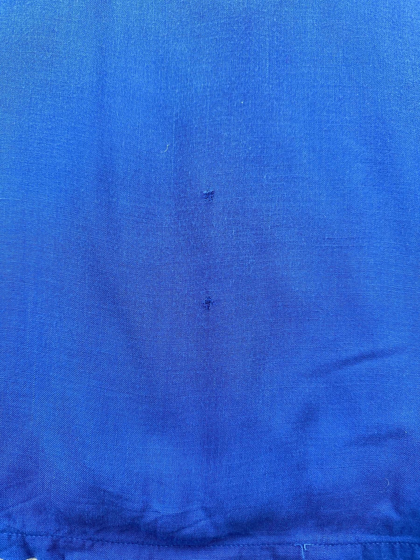 Holes on Vintage Mr Joel Deep Blue Loop Collar Short Sleeve Shirt SZ L