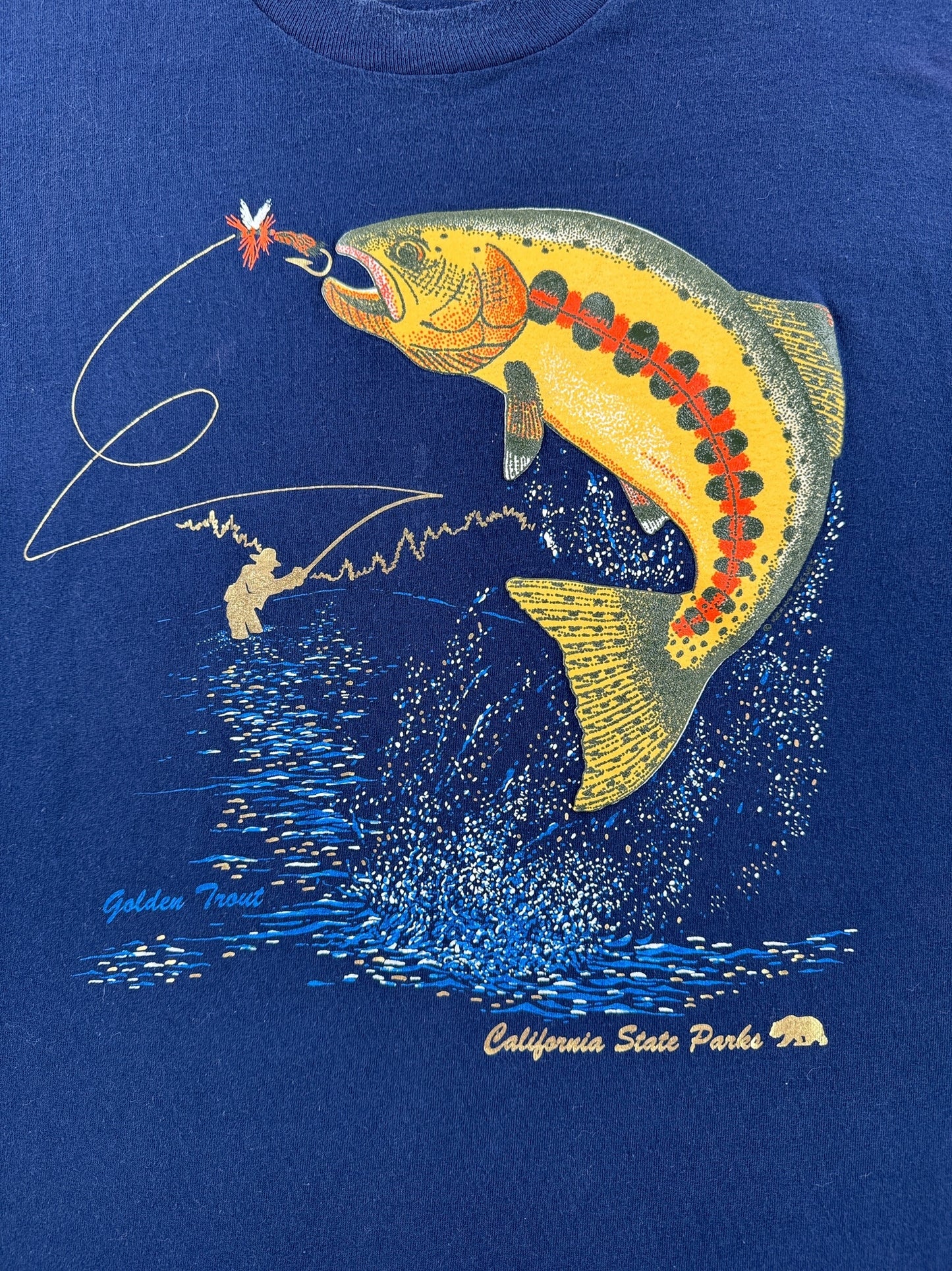 Front Graphic of Vintage California State Parks Trout Tee SZ XL