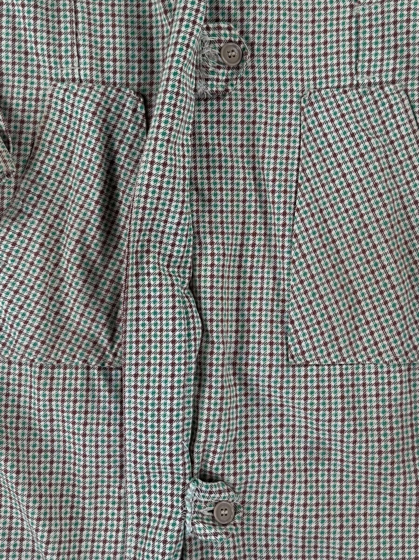 Hidden buttons 1940s Houndstooth Cotton House Coat L
