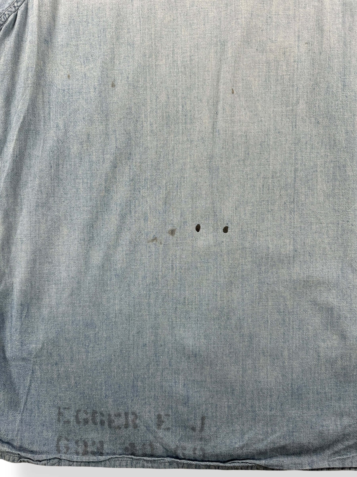 Stains on Vintage Stenciled Military Chambray Shirt SZ L