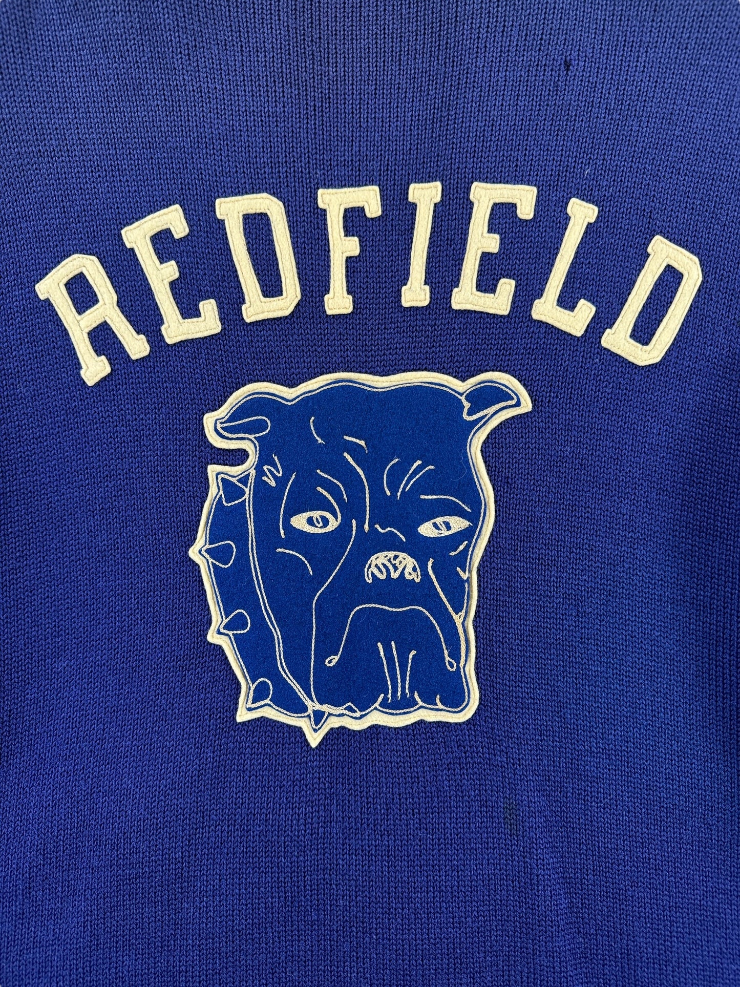 Back Patch of Vintage Redfield Bulldogs Varsity Sweater SZ S