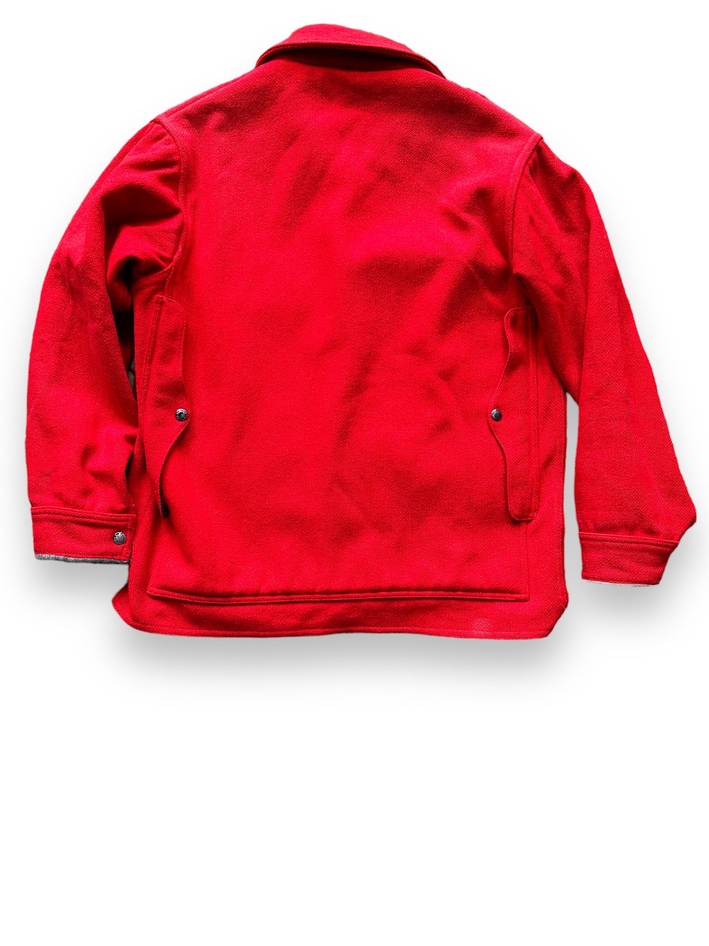 back of Vintage 60s Era Union Made Filson Scarlet Cruiser Size 44 | Barn Owl Vintage Goods | Vintage Filson Workwear Seattle