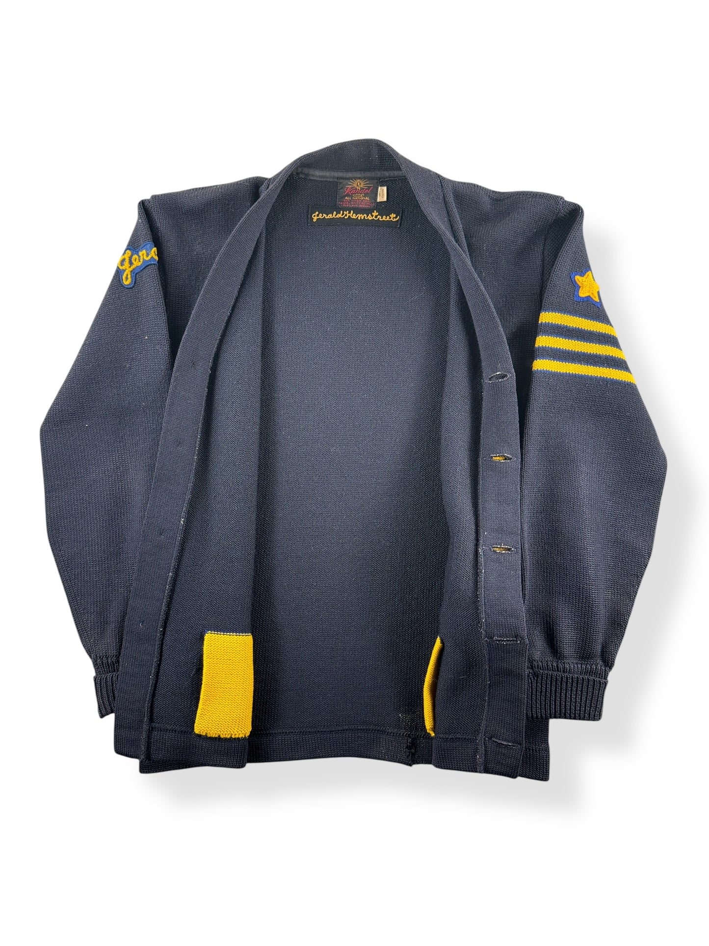 Inside of Vintage 1960 Jerald J Kandel Varsity Cardigan SZ S
