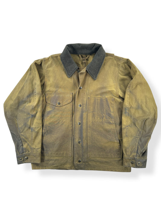 Front of Modern Filson Dark Tan Tin Cloth Jacket SZ S