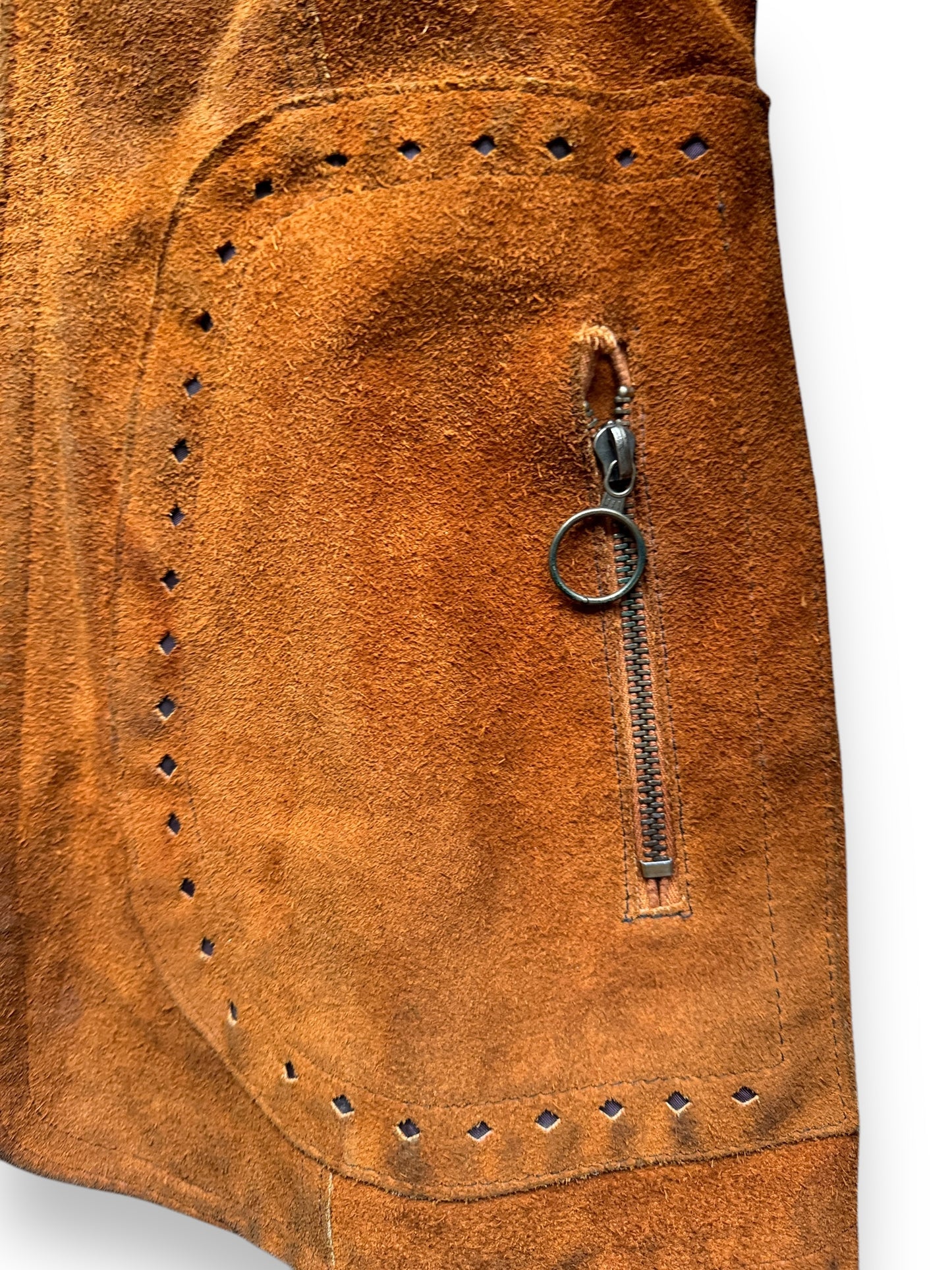 zipper pocket on Vintage Suede and Fur Penny Style Lane Coat SZ 8