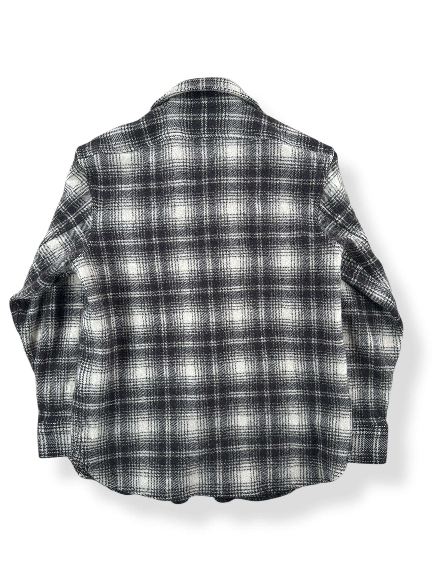 Back of Filson Cream Dark Brown Wool Blend Flannel SZ M (Fits S)