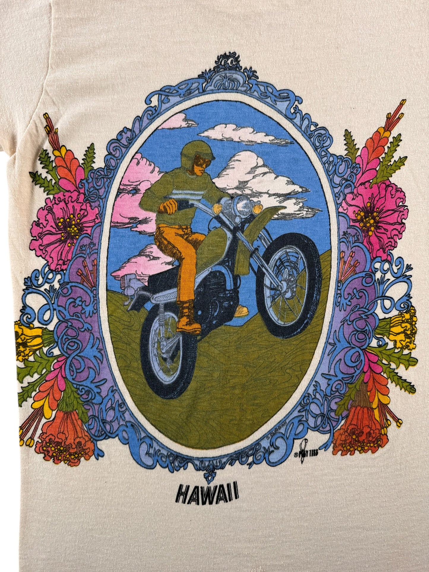 Back Graphic of Vintage Hawaii Dirt Bike Tee SZ XS