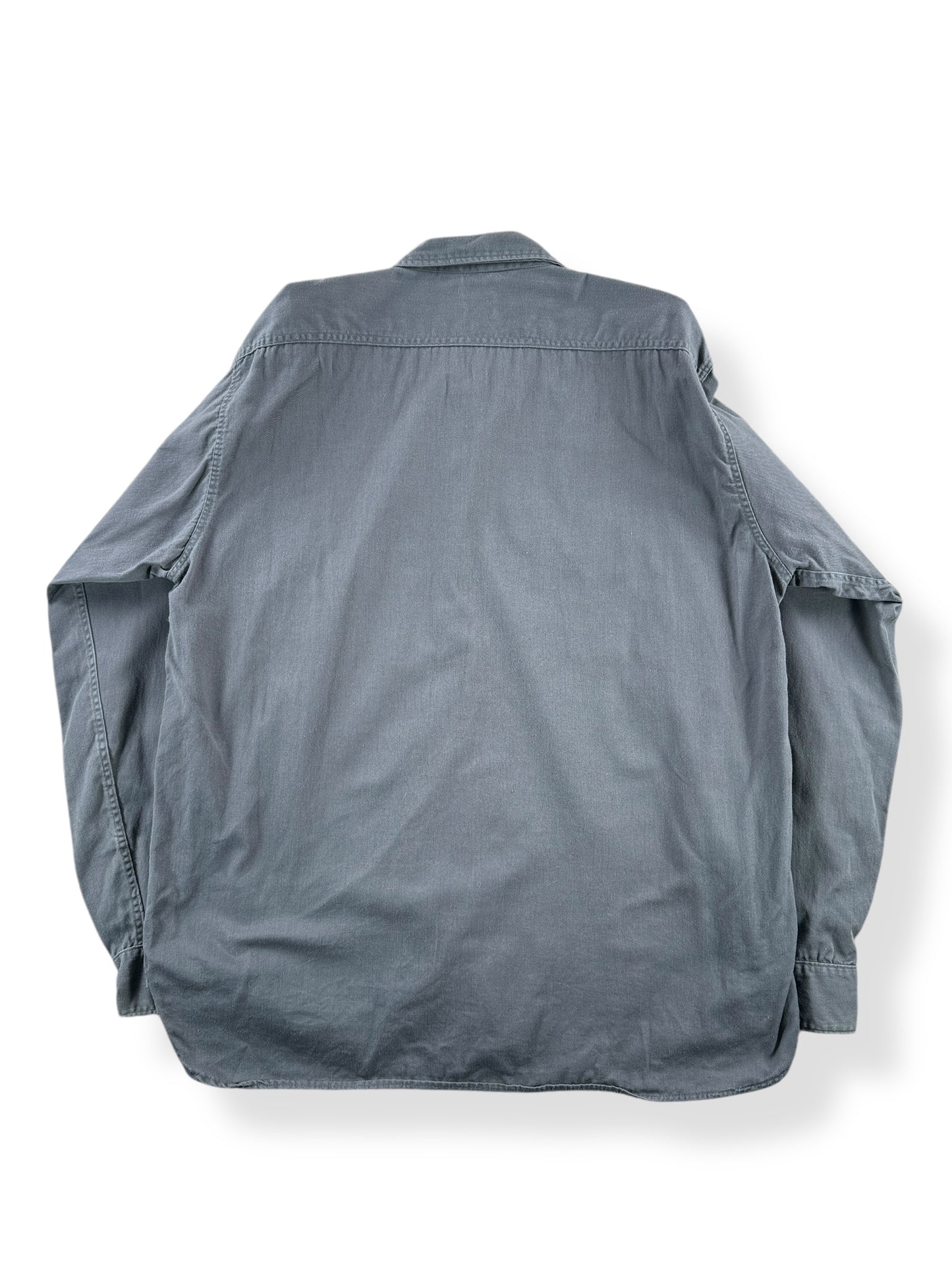 Back of Vintage Washington "Dee-Cee" Vat Dyed Grey Twill Shirt SZ L