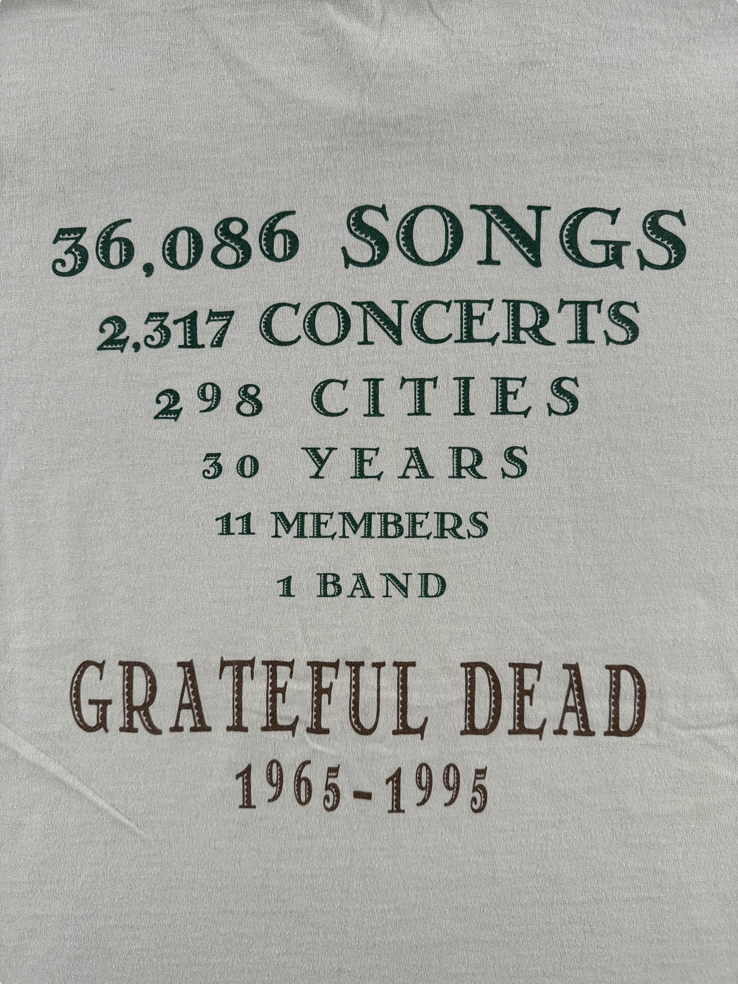 Back Graphic of Vintage 1995 Grateful Dead Tee SZ XL