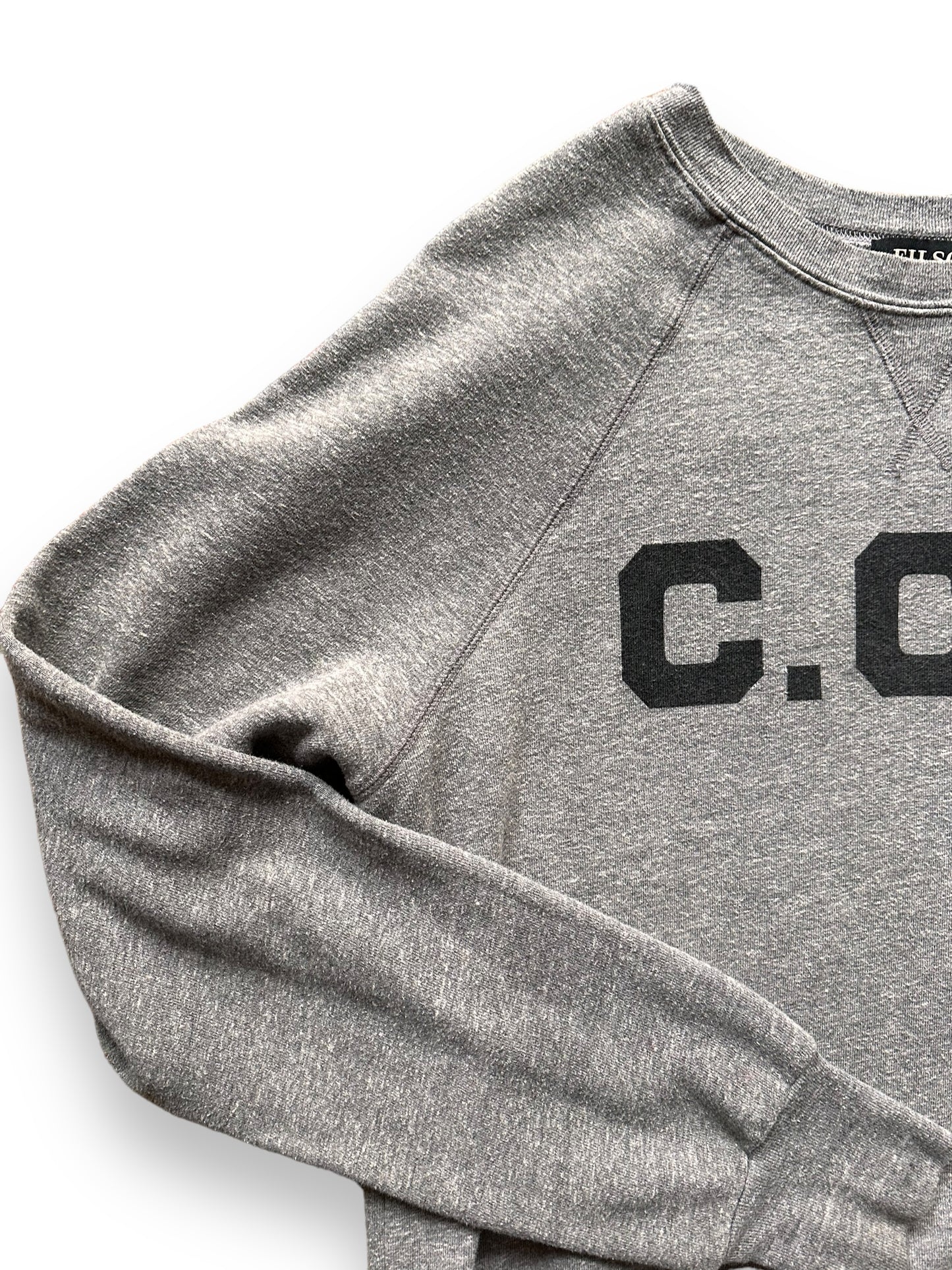 Front Upper Left View of Filson CCF Single V Crewneck Sweatshirt SZ XL |  Barn Owl Vintage Goods Seattle | Filson Bargain Outlet