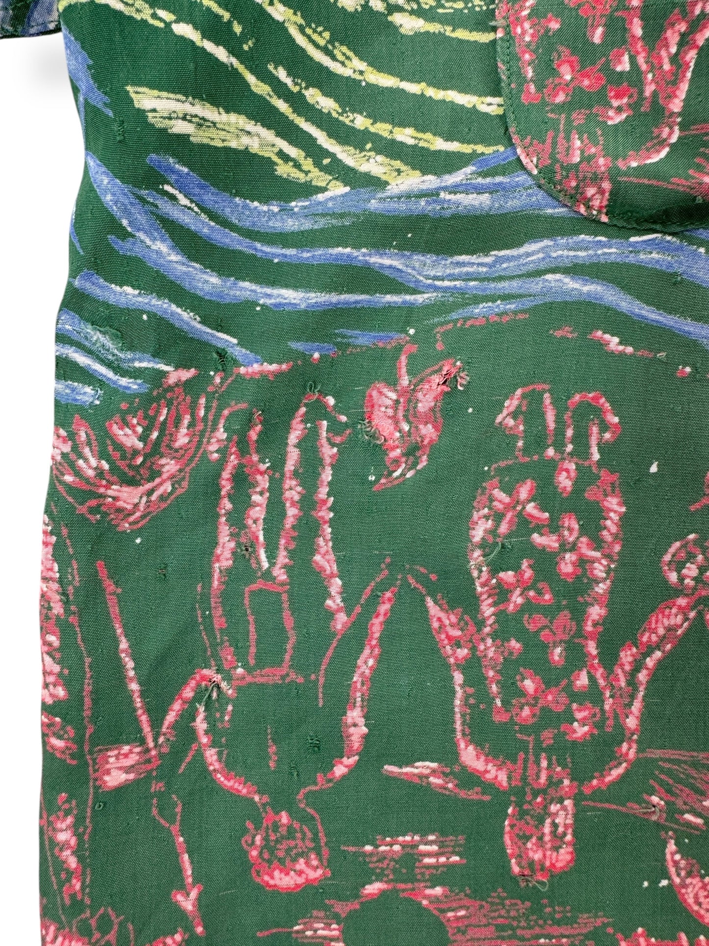 Wear on Vintage Gaugin Print Aloha Shirt SZ L